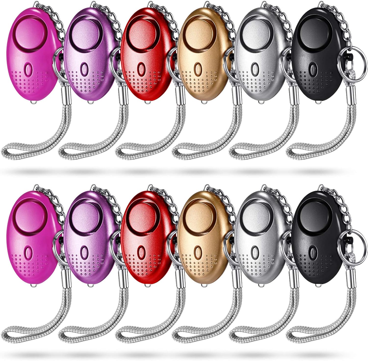 Konohan 12-Piece Personal Alarm Set, Emergency LED Light Keychain Alarms in 6 Colors for Women & Men