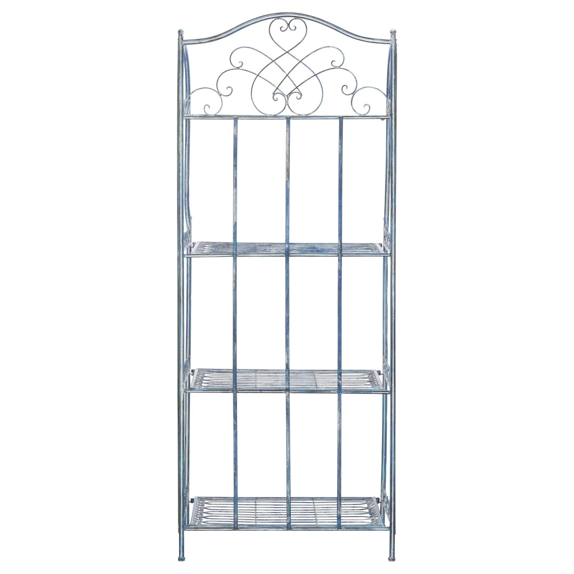 Safavieh Amaris Victorian Wrought Iron 4 Tier Outdoor Bakers Rack 25 in W x 15 in D x 63 in H Antique Blue(Antique Blue) Image 3