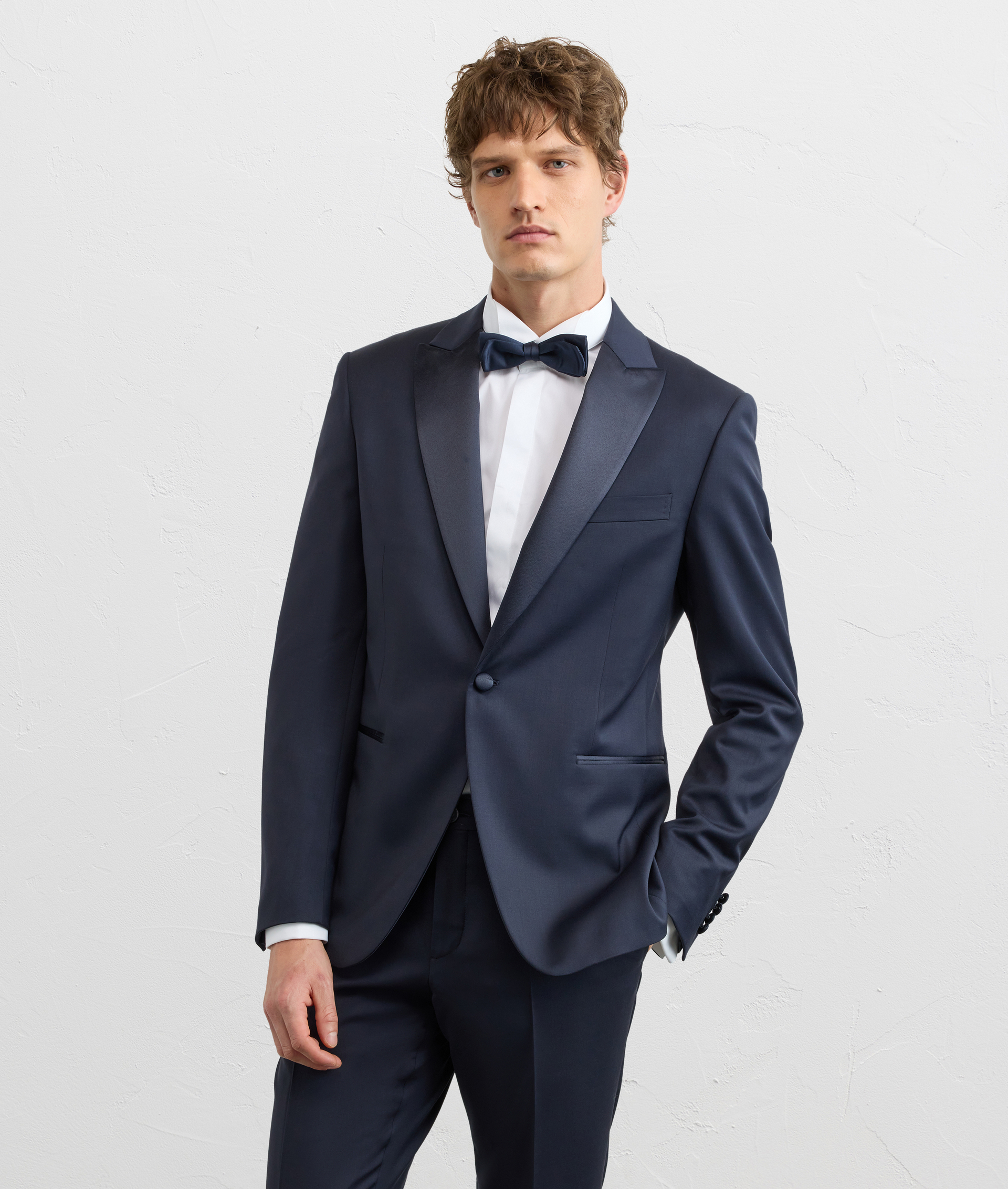 NAVY BLUE FULLY LINED STRETCH WOOL DRESS