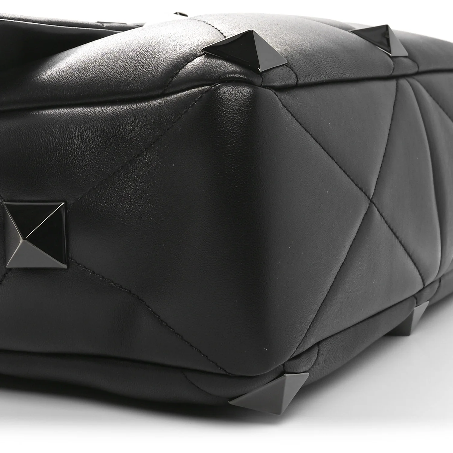 Nappa Monochrome Large Roman Stud Shoulder Bag Black