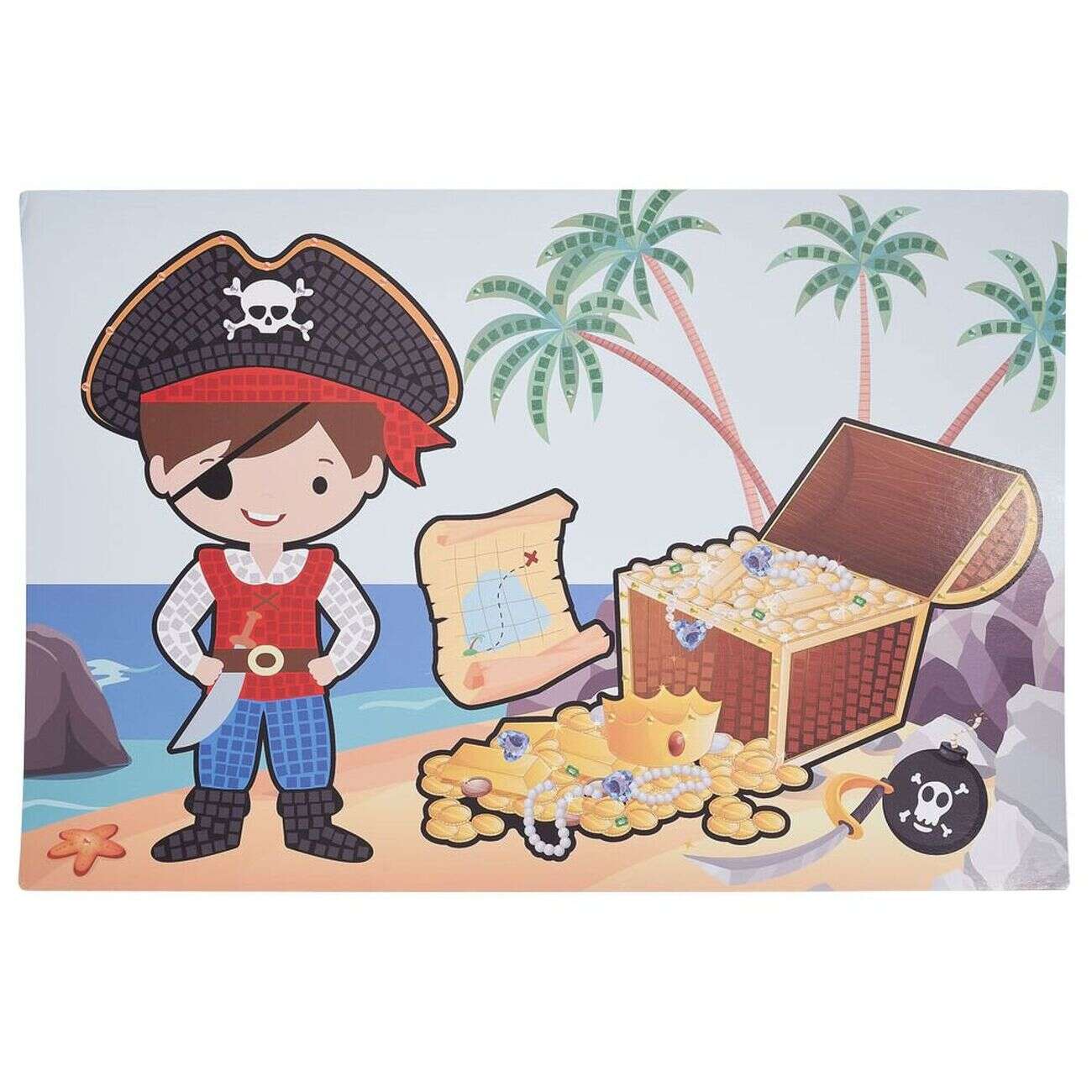 Mosaïque géante à sticker thème pirate x4 - 40x60cm