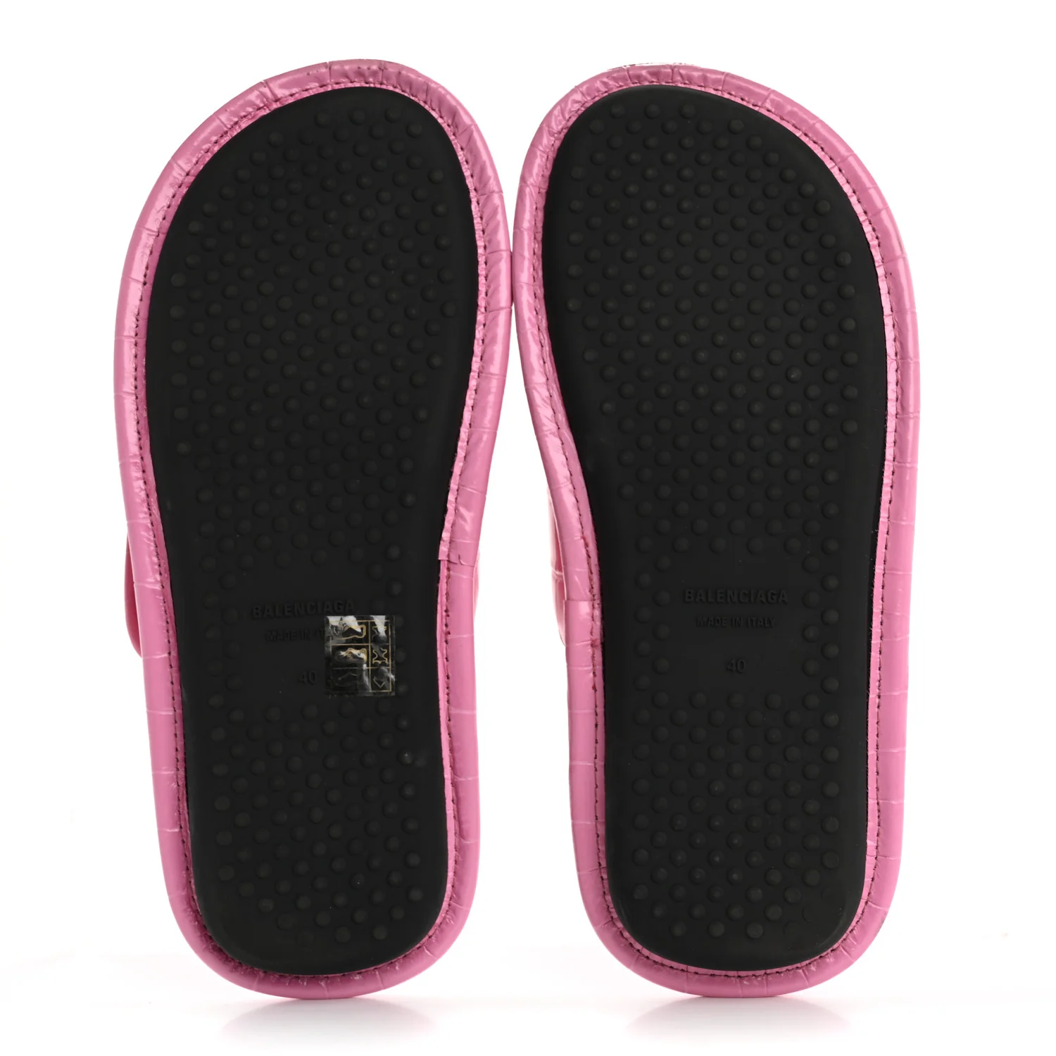 Calfskin Logo Crocodile Embossed Slides 40 Fuxia