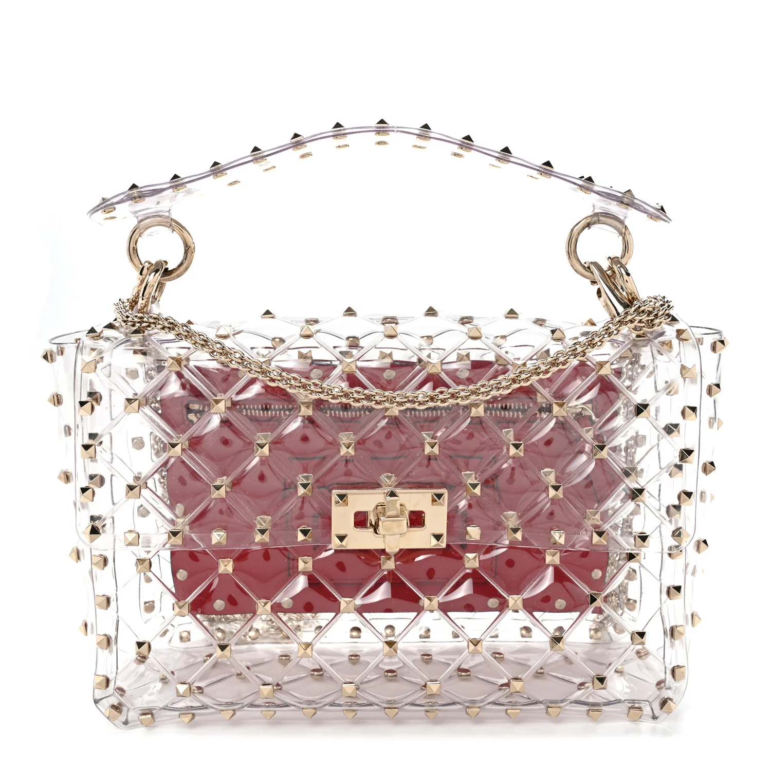 PVC Medium Rockstud Spike Shoulder Bag