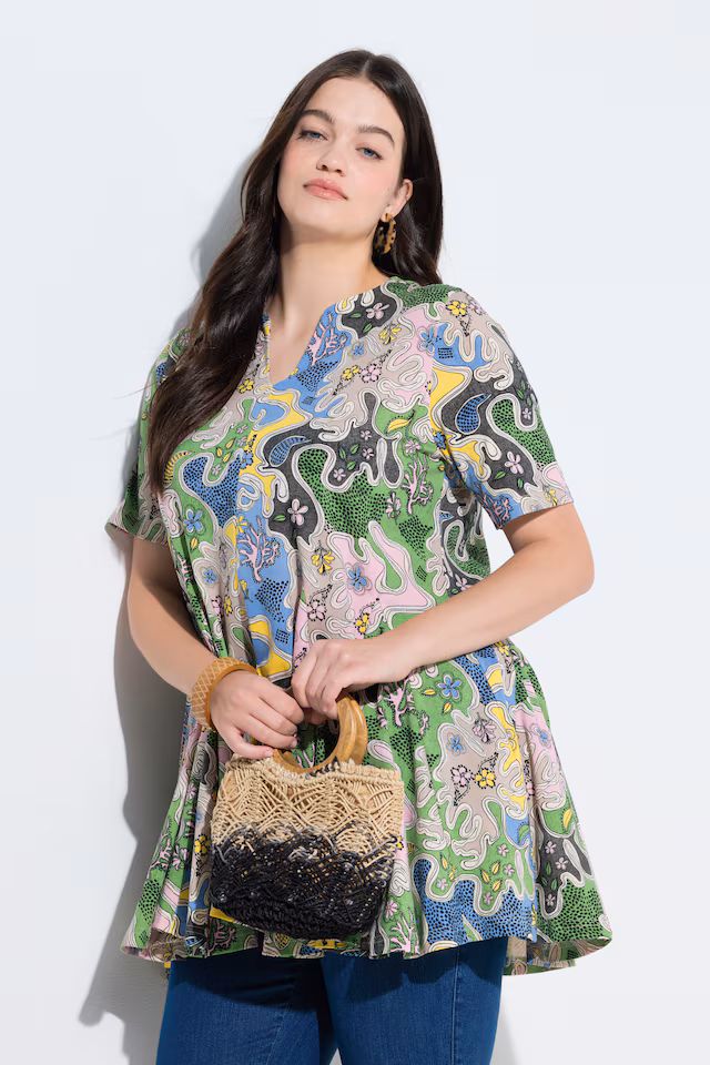 Eco Cotton Squiggle Print Knit Tunic