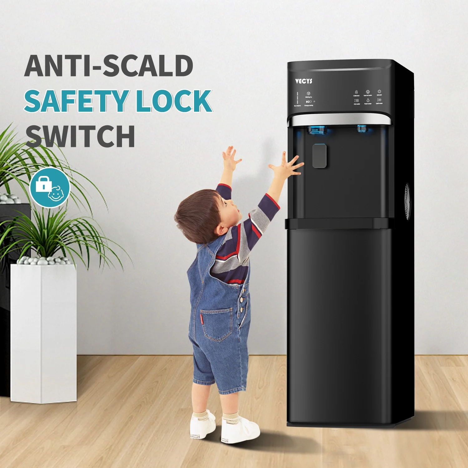5 gal Water Dispenser with Ice Maker, Self-clean Child Lock(Black) - Image 6