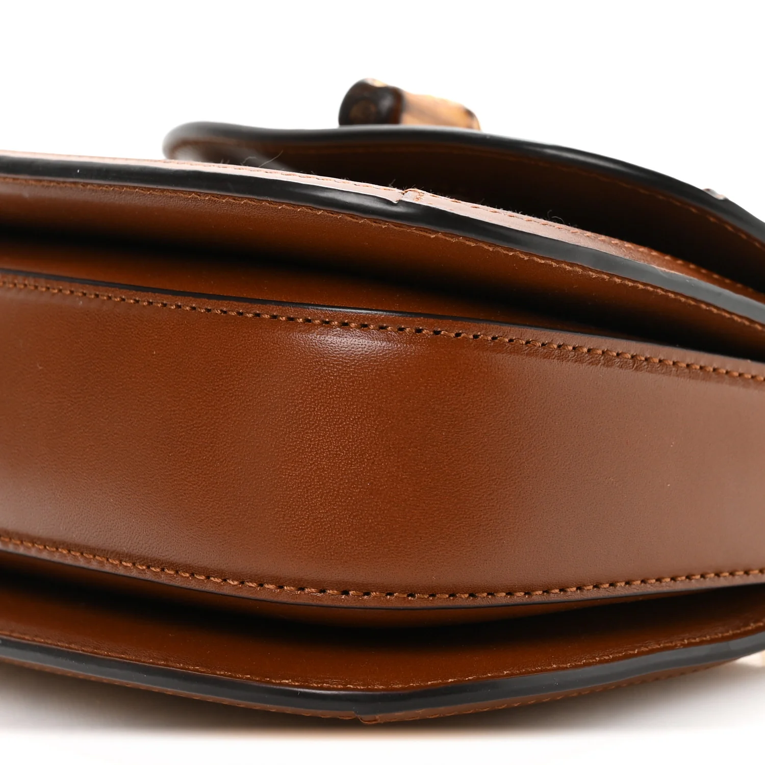 New Canvas Charisma Calfskin Crystal GG Monogram Small Bamboo 1947 Top Handle Bag Camel Ebony