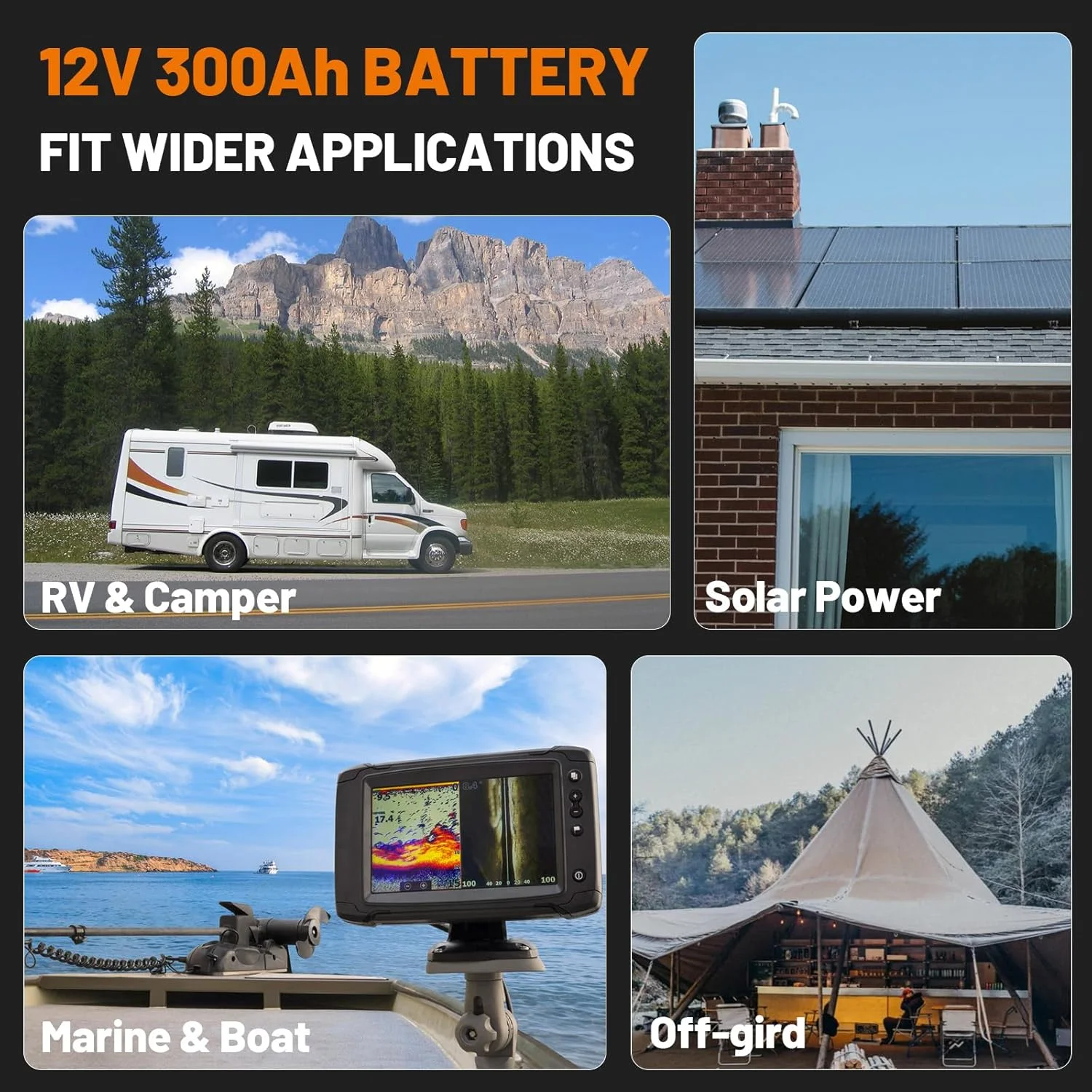 12V 300Ah Lithium LiFePO4 Battery 200A BMS for Golf Cart Marine RV Solar Panels System - Image 7