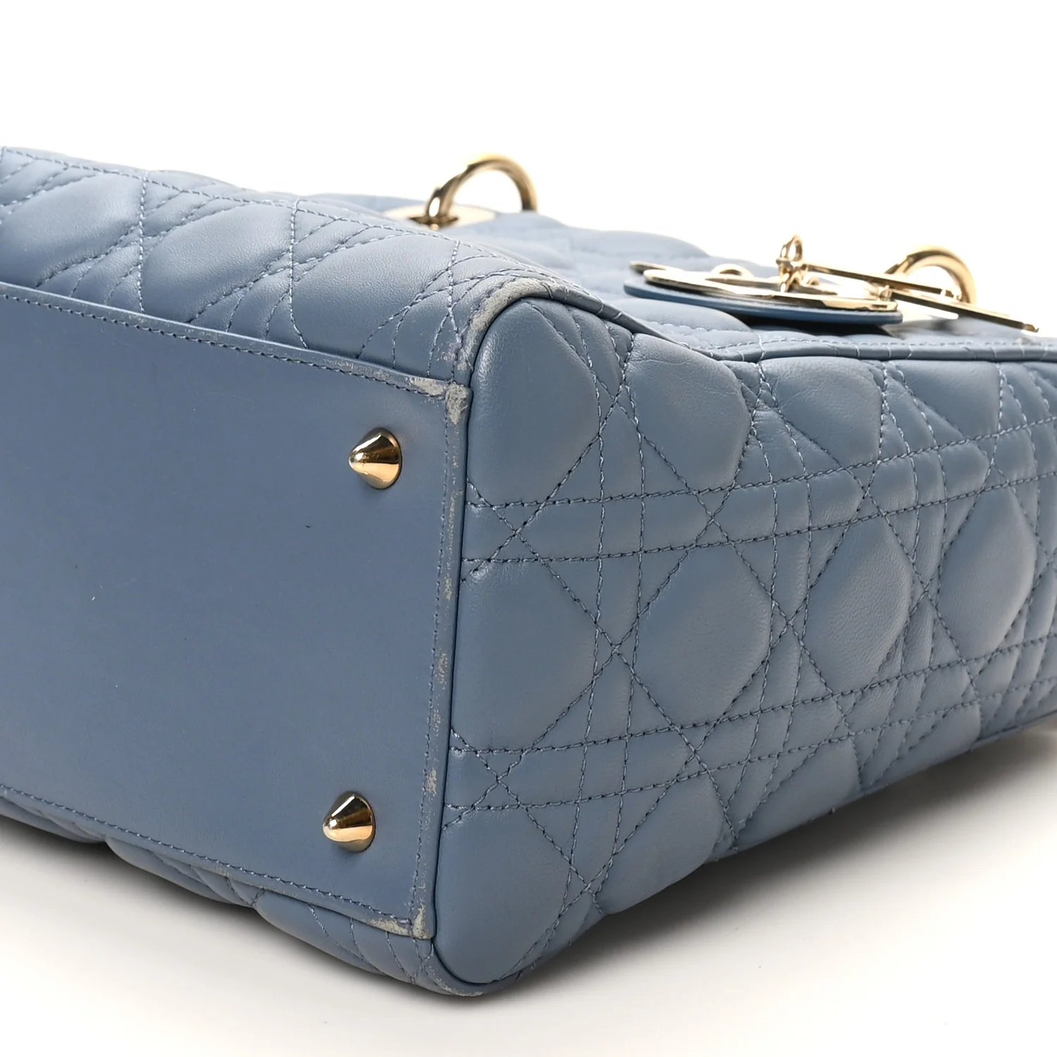 Lambskin Cannage Medium Lady Dior Denim Blue