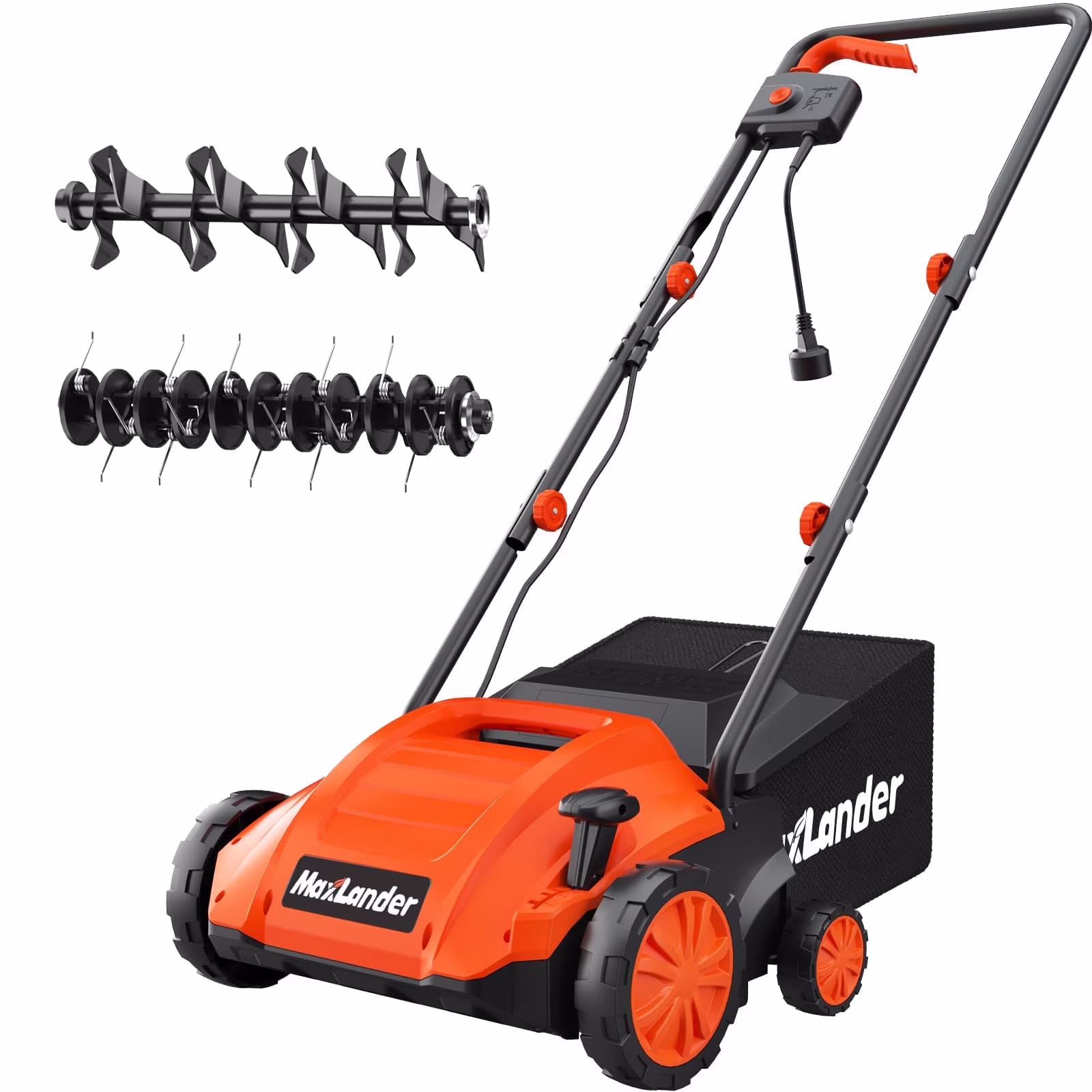 Electric Dethatcher and Scarifier, 13�� 12Amp 2-in-1 Lawn Dethatcher with 4-Position Depth Adjustment, 30L Removable Collection Bag, Airboost Technology Increases Lawn Health(13-Inch)