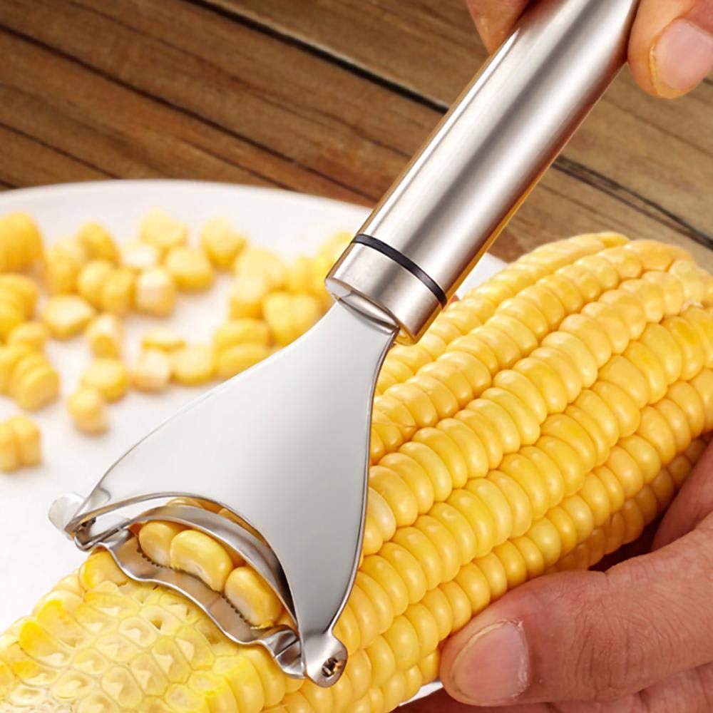 QoR Balance Corn COB Stripper Peeler Remover Salad Making Cutter Easy Clean Corn COB Stripper Stainless Steel Splitter Tool
