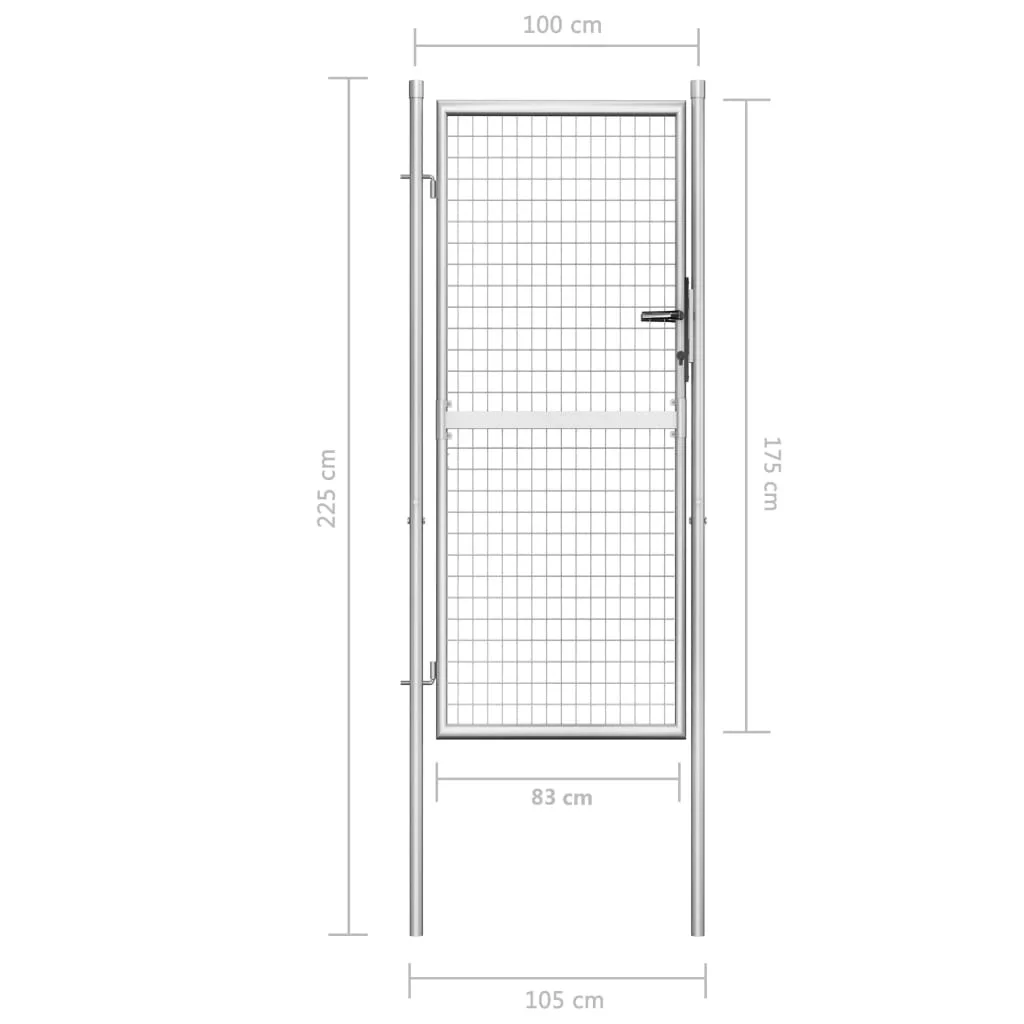 vidaXL Garden Gate Fence Wall Privacy Screen Fence Galvanized Steel Silver