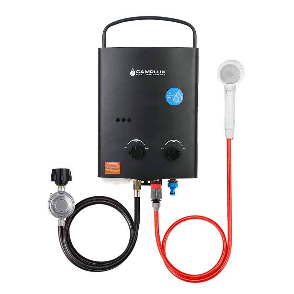 Camplux Enjoy Outdoor Life Camplux 5L 1.32 GPM Outdoor Portable Propane GAS Tankless Water Heater in Black