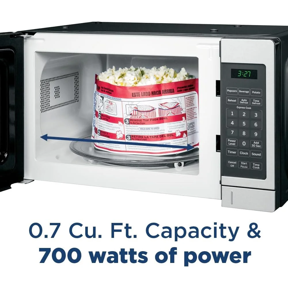 GE GCST07N1WSS Countertop Microwave Oven 700 - Watt Compact 0.7 cu ft Stainless Steel Bundle with 2 YR CPS Enhanced Protection Pack