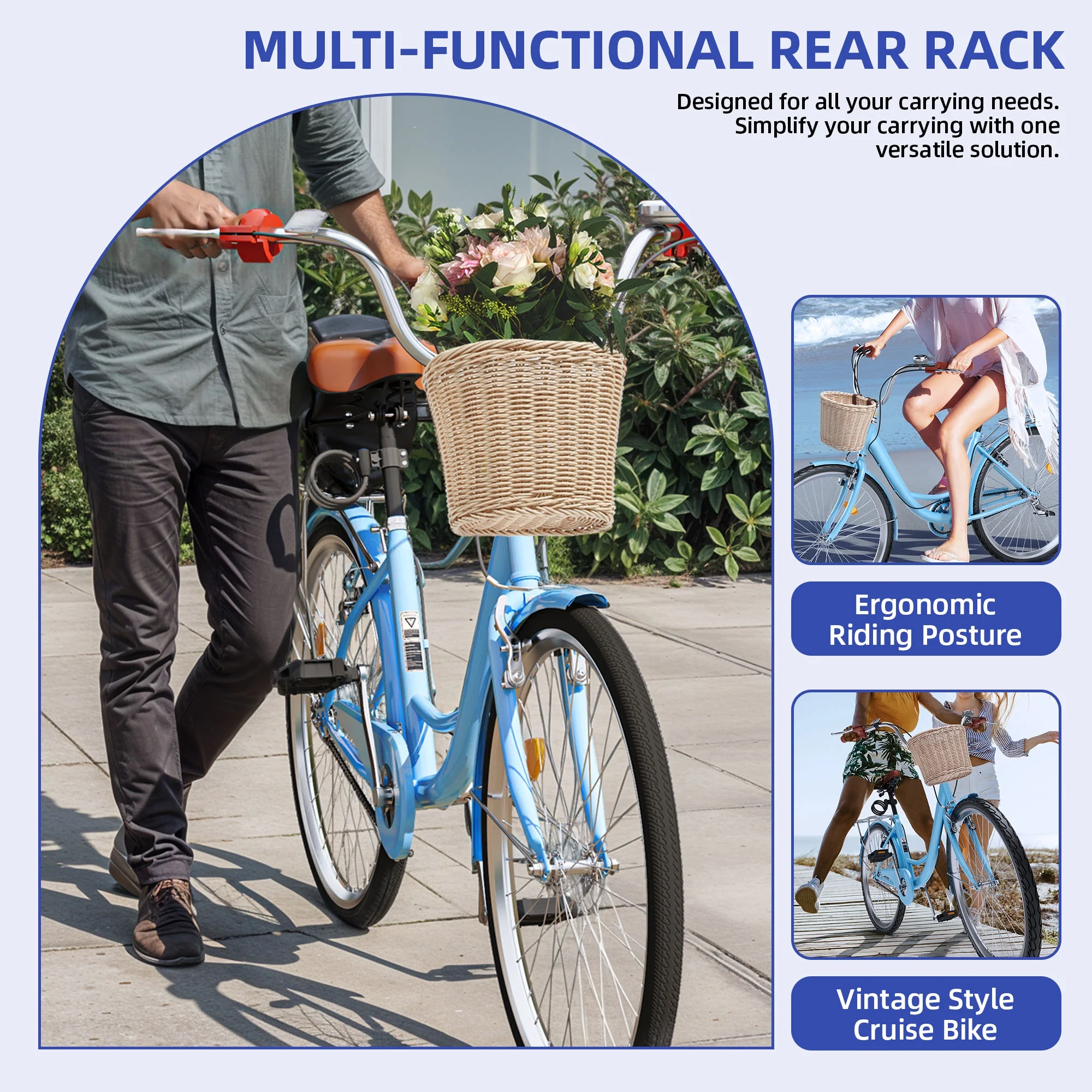 26" 1-Speed Beach Cruiser Bike for Women �C Sleek, Stylish, and Comfortable in Light Blue(26/Light Blue) - Image 7