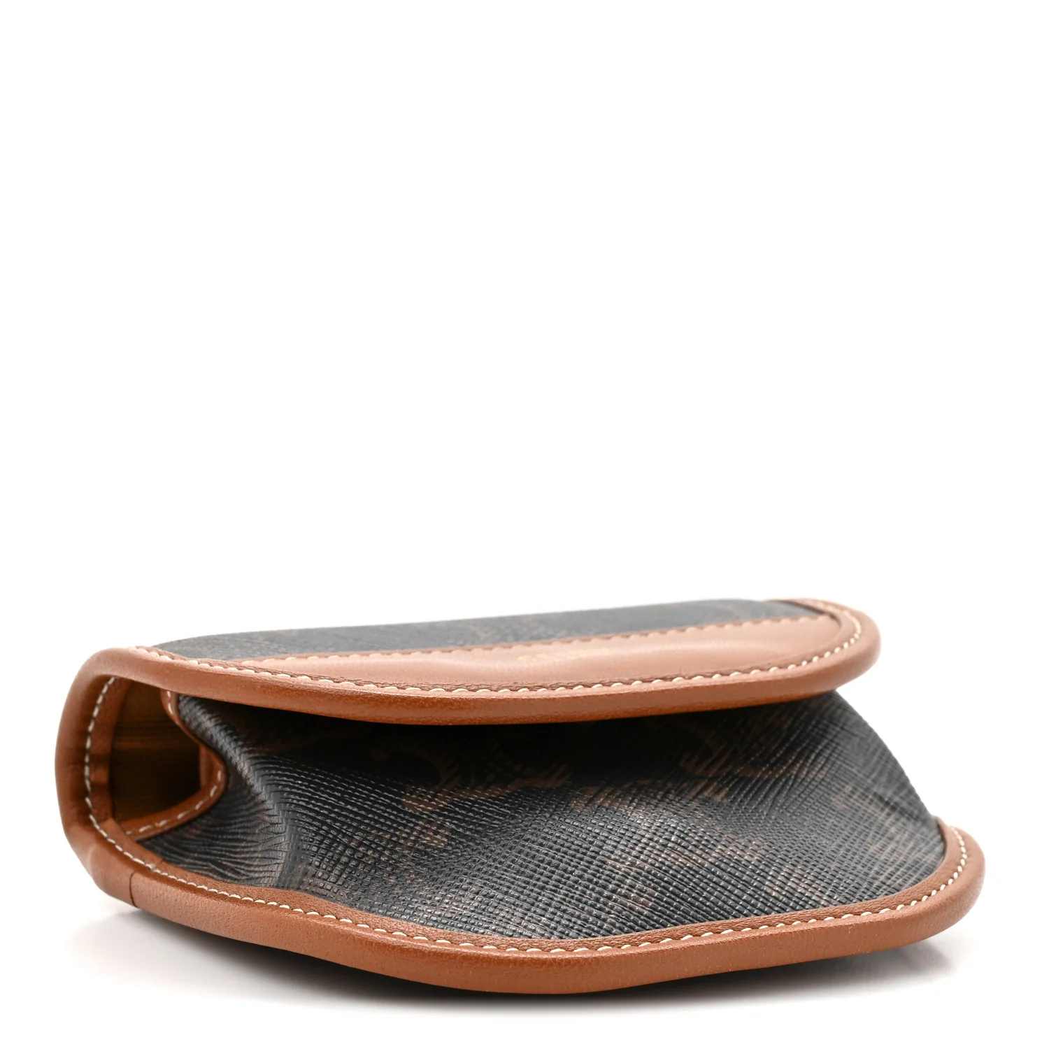 Canvas Calfskin Triomphe Airpod Case Tan