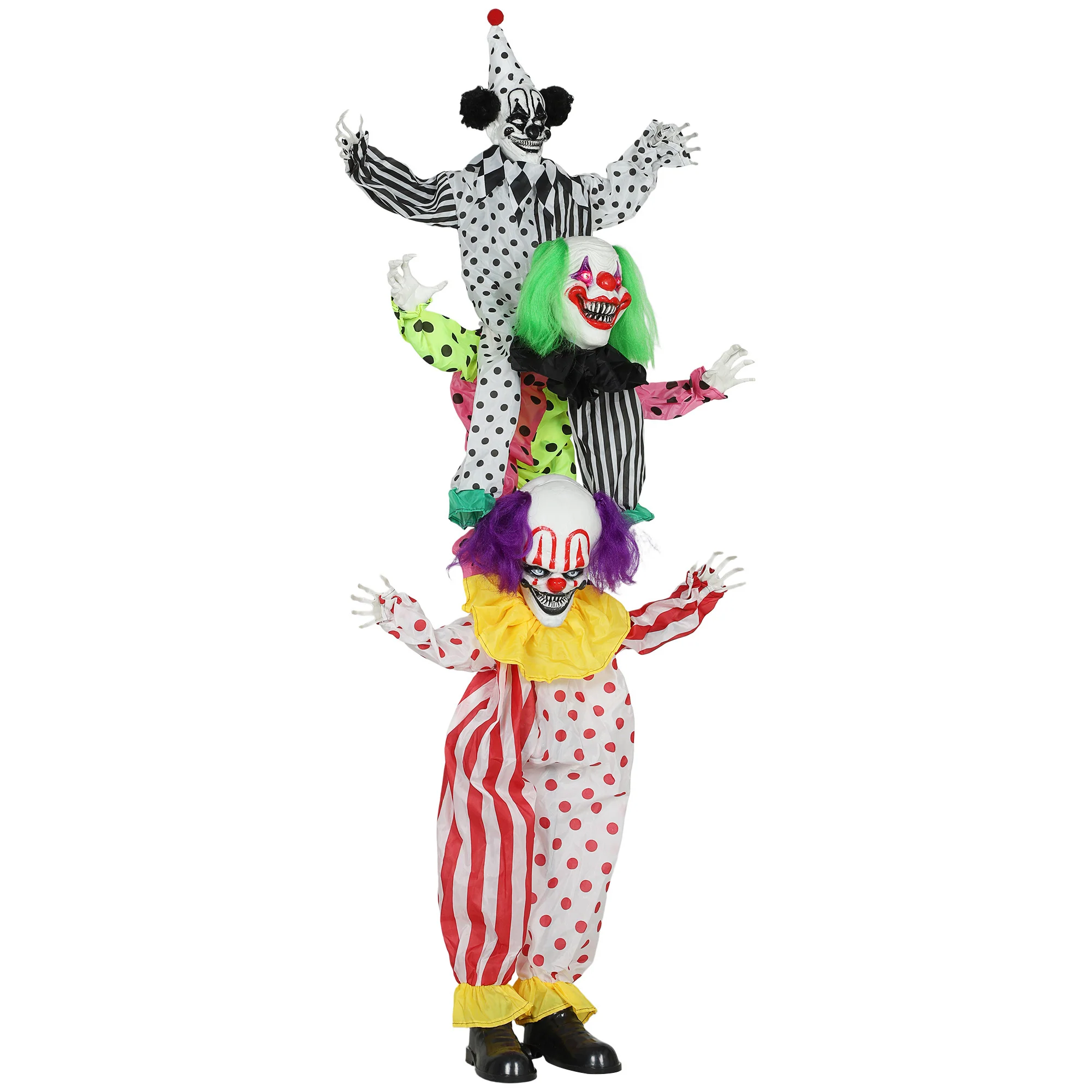 AECOJOY Halloween Animated Clown with Red Light Up Eyes, Sound Activated Scary Halloween Decorations