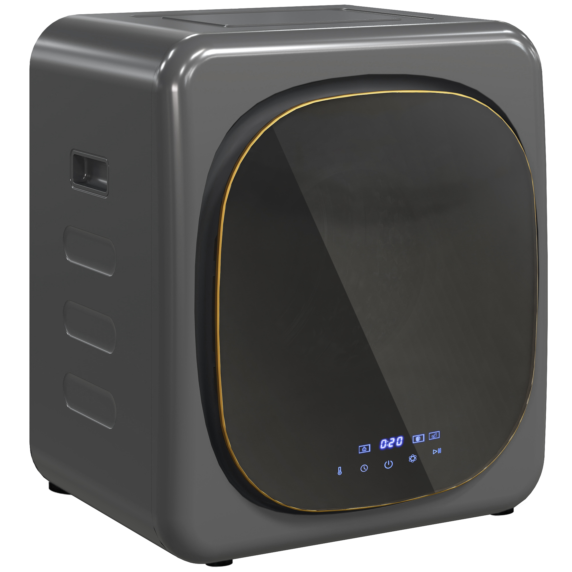 HOMCOM Wasdroger met UV-Desinfectie, Compact Ontwerp, 4 kg Capaciteit, Roestvrij Staal, Grijs