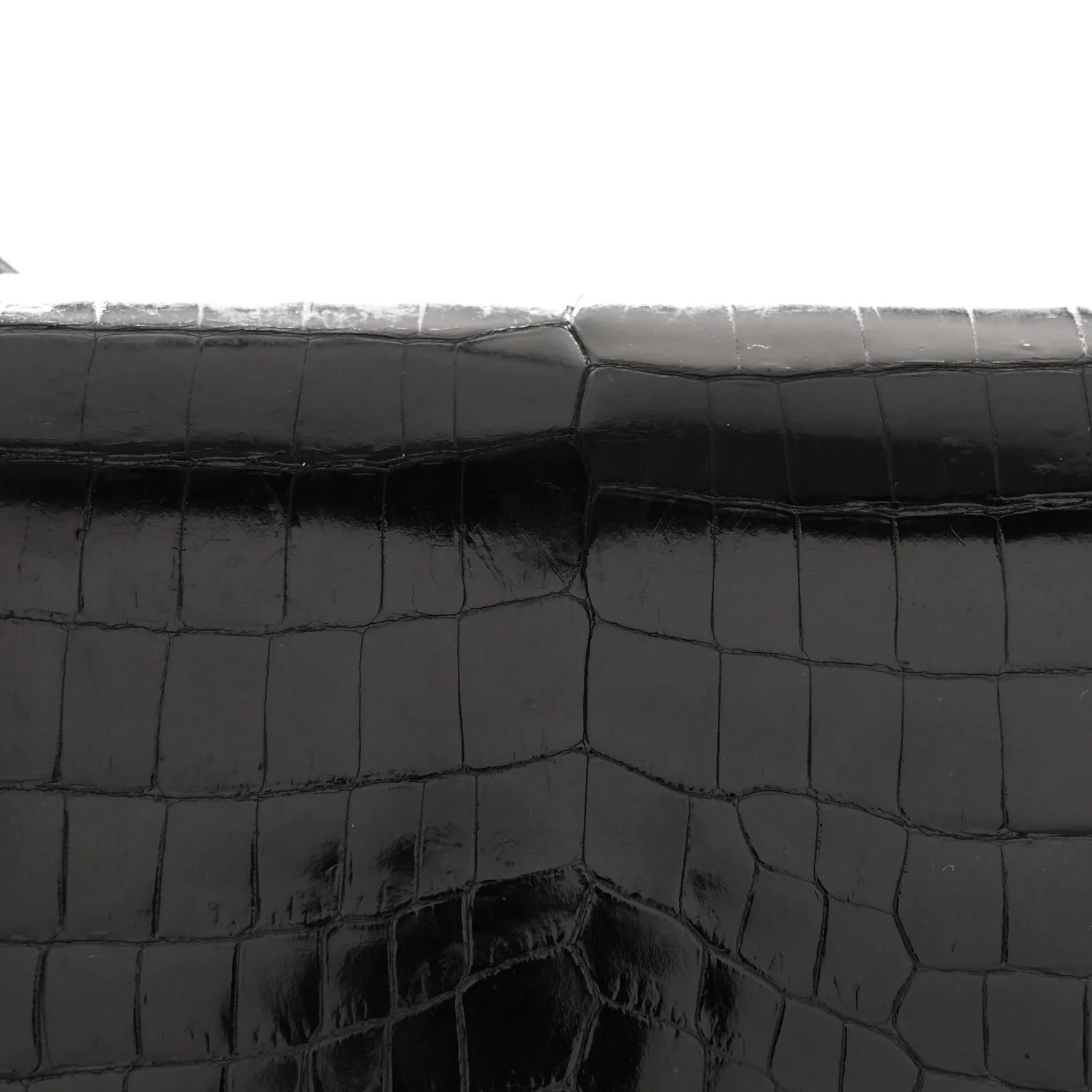 Crocodile Accordion Flap Shoulder Bag Black