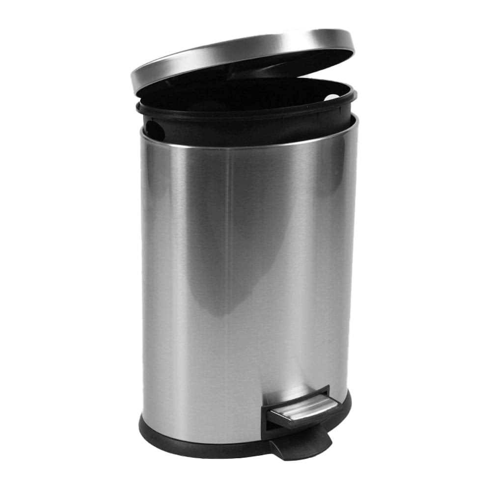 Better Homes & Gardens 3.1 Gal / 12L Stainless Steel Oval Kitchen Trash Can with Lid, Black