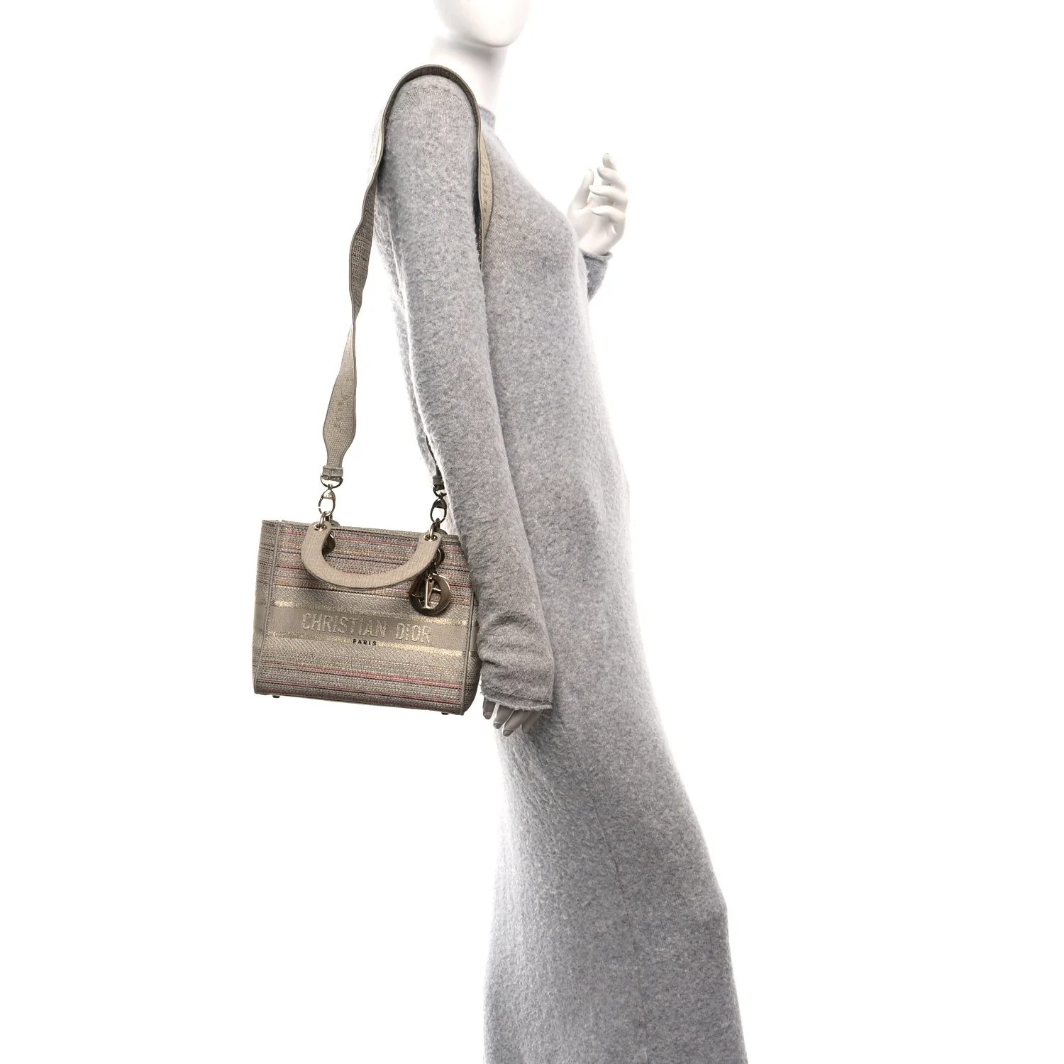 Canvas Embroidered Medium Lady D-Lite Beige Multicolor