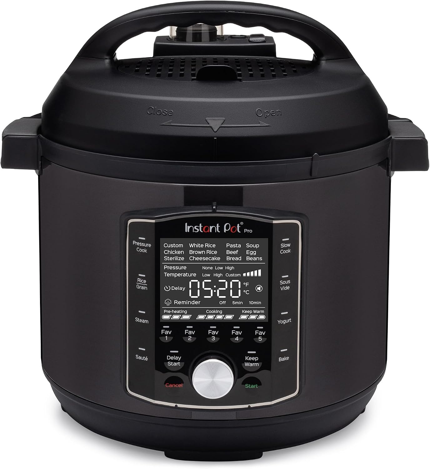Instant Pot Pro (8 QT) 10-in-1 Pressure Cooker, Slow Cooker, Rice/Grain Cooker, Steamer, Sauté, Sous Vide, Yogurt Maker, Sterilizer, and Warmer, Includes App with Over 800 Recipes, Black
