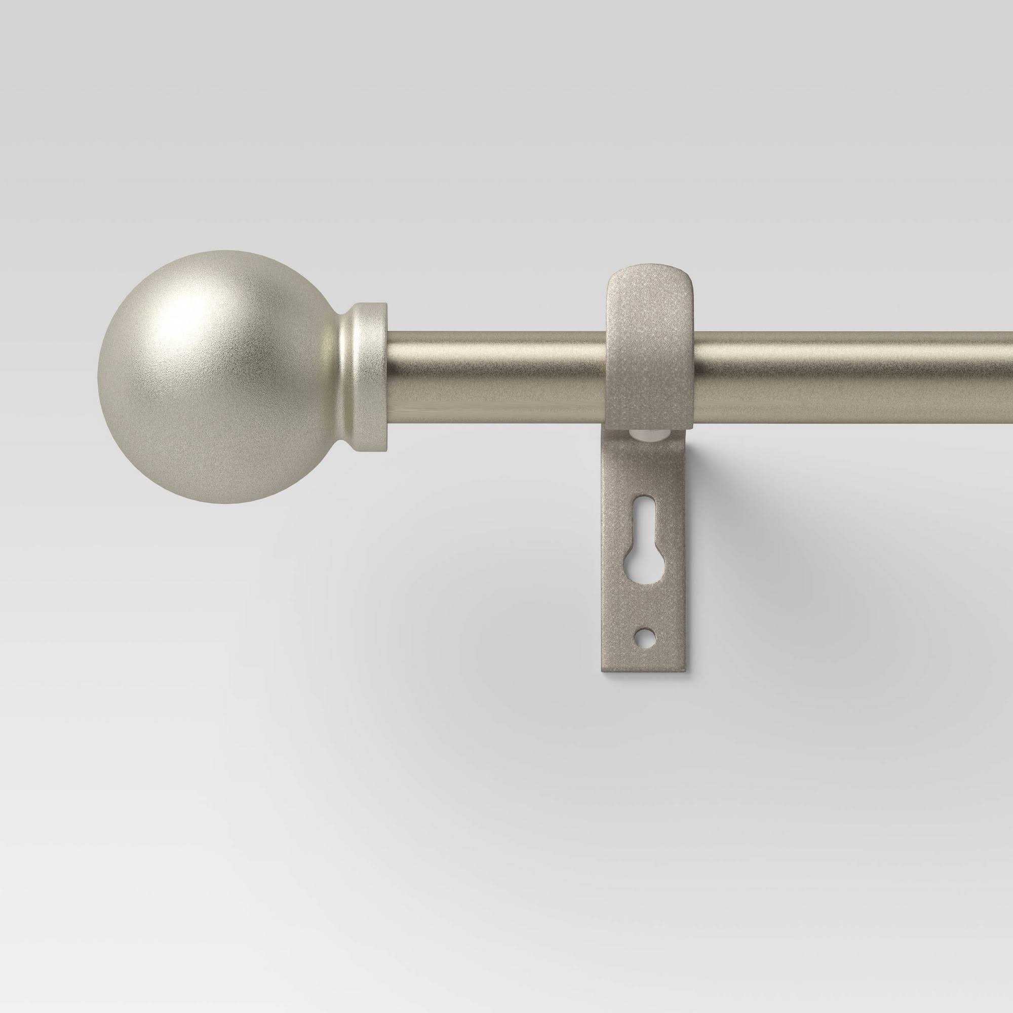 48 inch-84 inch Cafe Smaller Ball Finial Curtain Rod Silver - Room Essentials