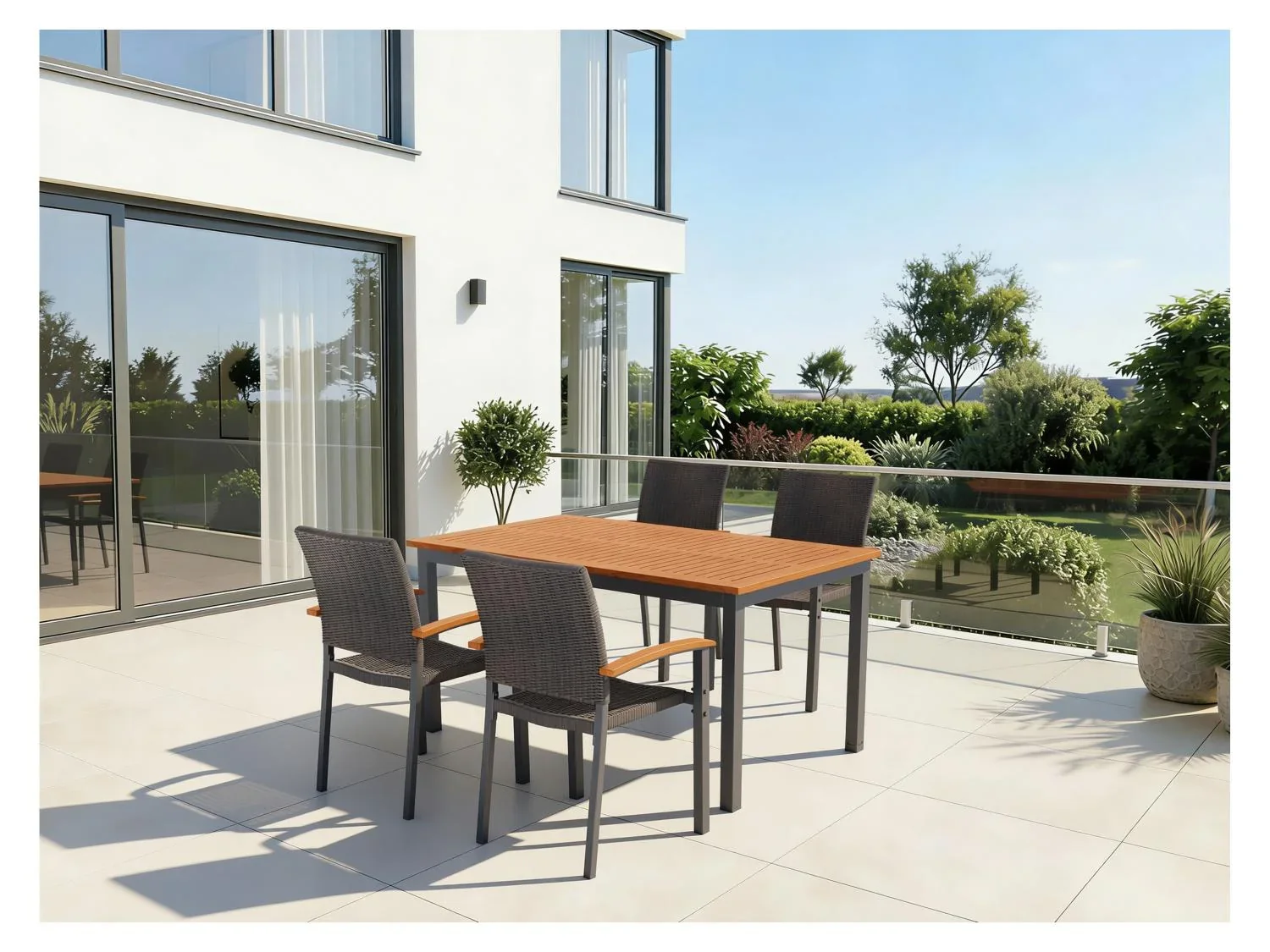 LIVARNO home Table de jardin + Lot de 4 fauteuils Valencia