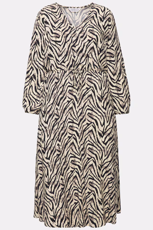 Zebra Print Wrap Look Long Sleeve Dress