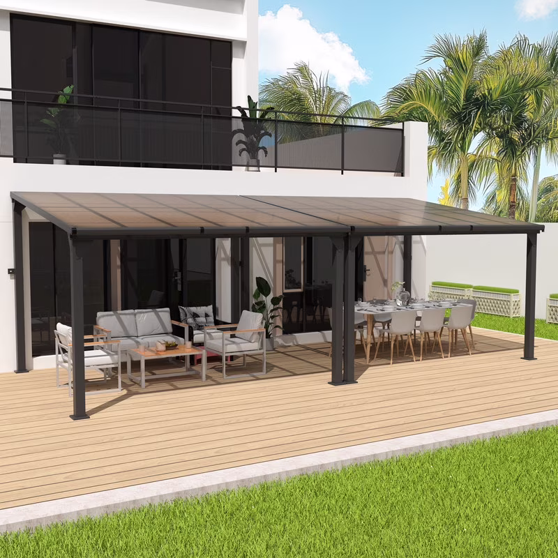 10 ft.��10 ft. Hardtop Outdoor Gazebo Pergola Aluminum Framed with Sloping Pitched Roof for Garden, Patio(10' x 10') - Image 9