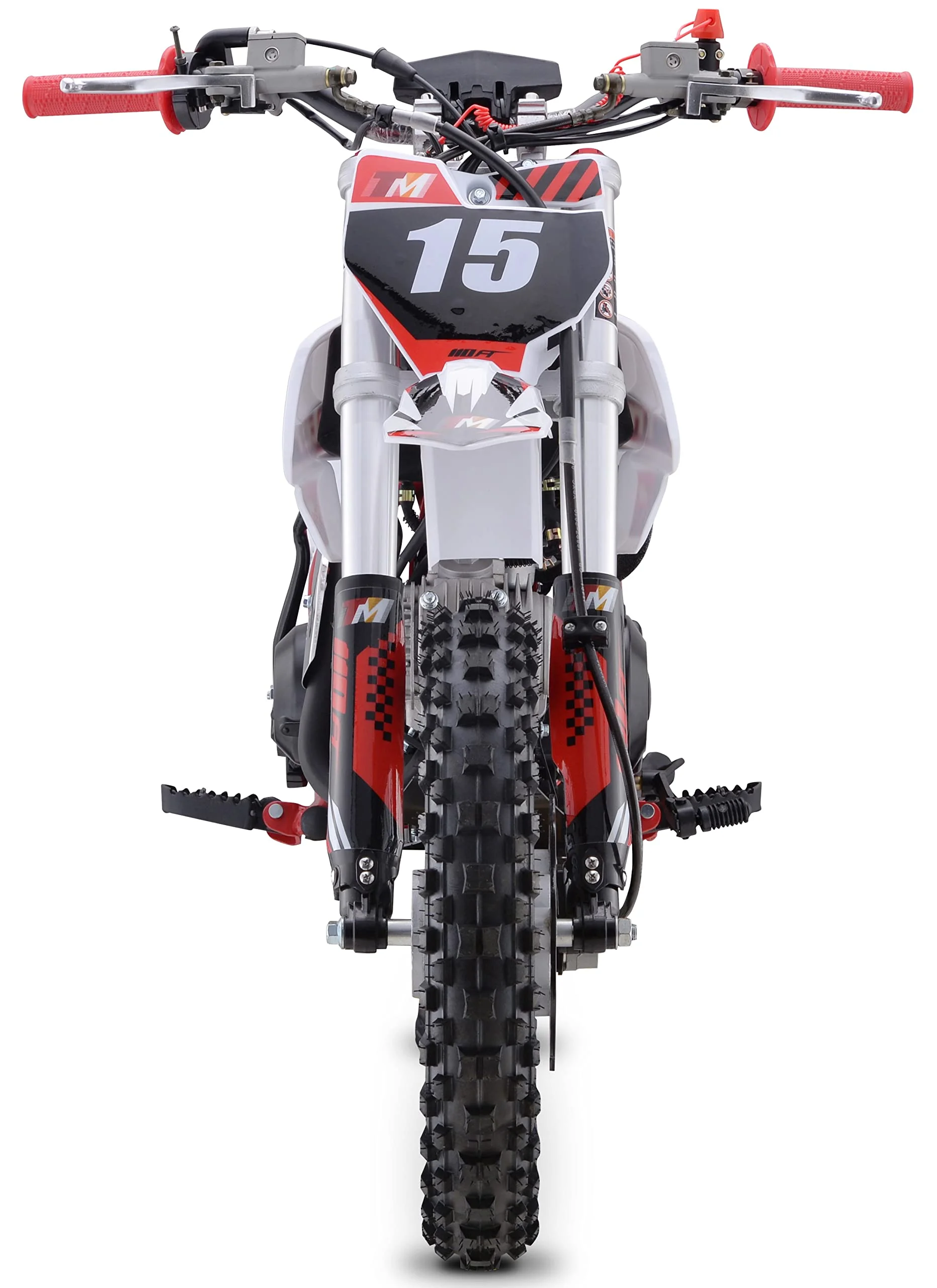 TM15 Dirt Bike 110cc Semi Automatic 4 Speed, 24.21 inches seat Height, Disk Brakes, Twin Spar Frame (Red)(Red) - Image 9