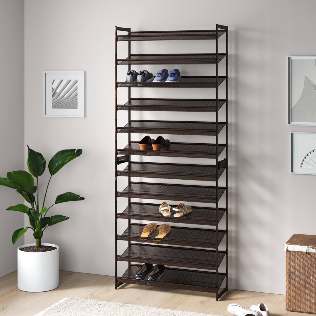 60 Pair Stackable Shoe Rack Dotted Line Finish: Bronze