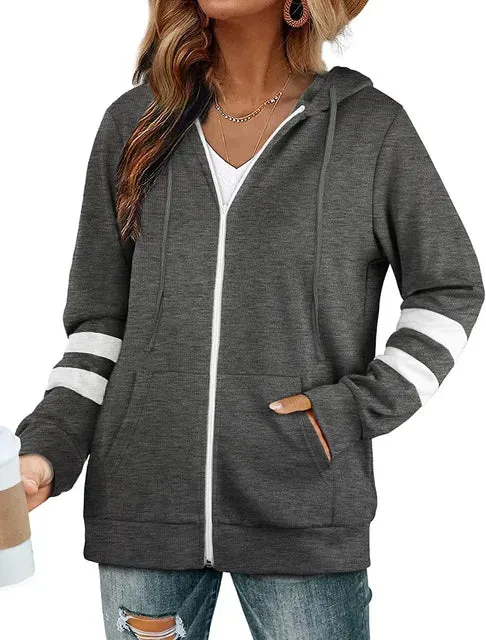 Sophie Paris I Sweat à Capuche Zippé avec Bandes Contrastantes