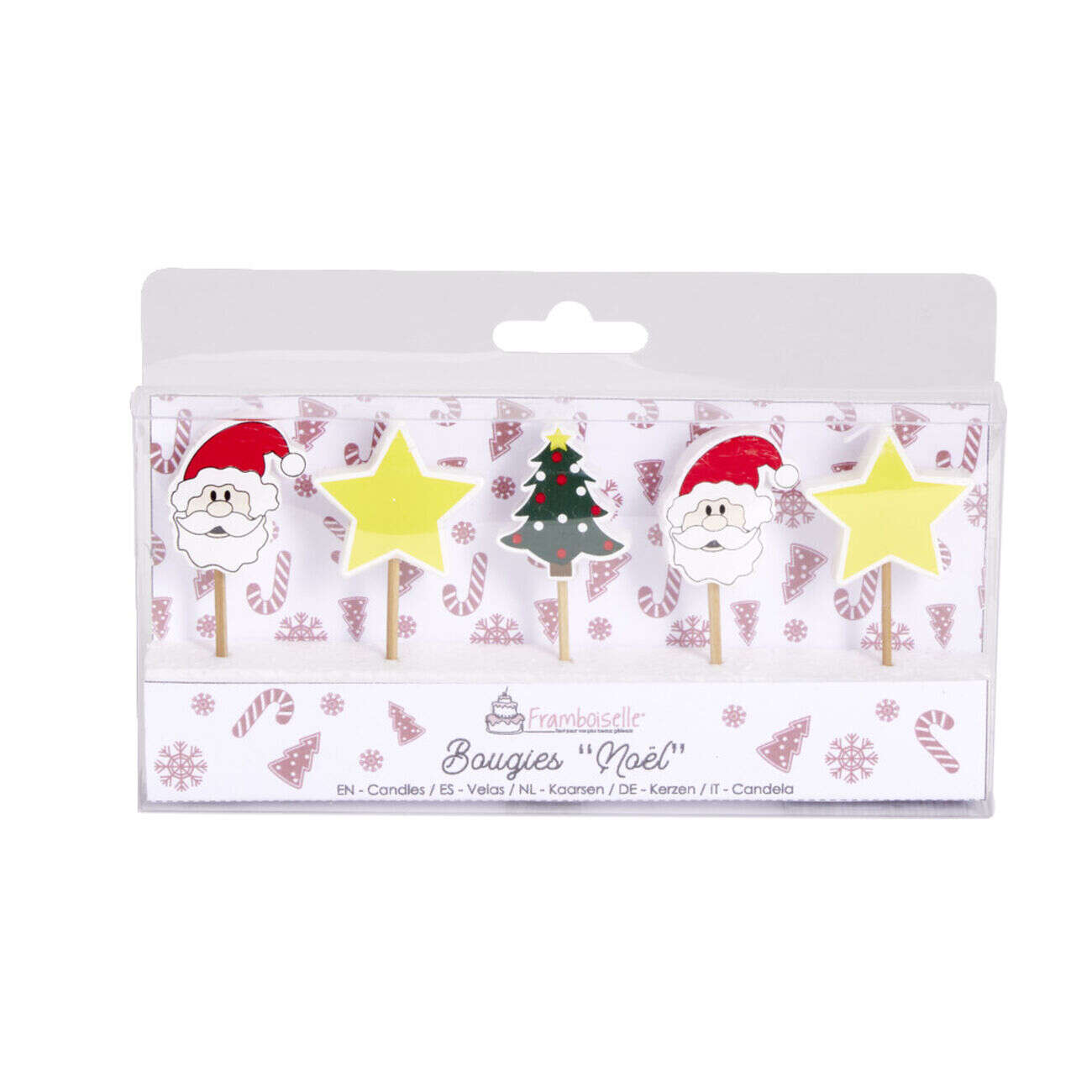 Lot de 5 bougies de Noël pour gâteau