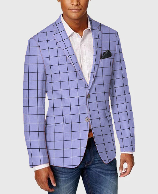 Blazer décontracté à carreaux, revers cranté et deux boutons.
