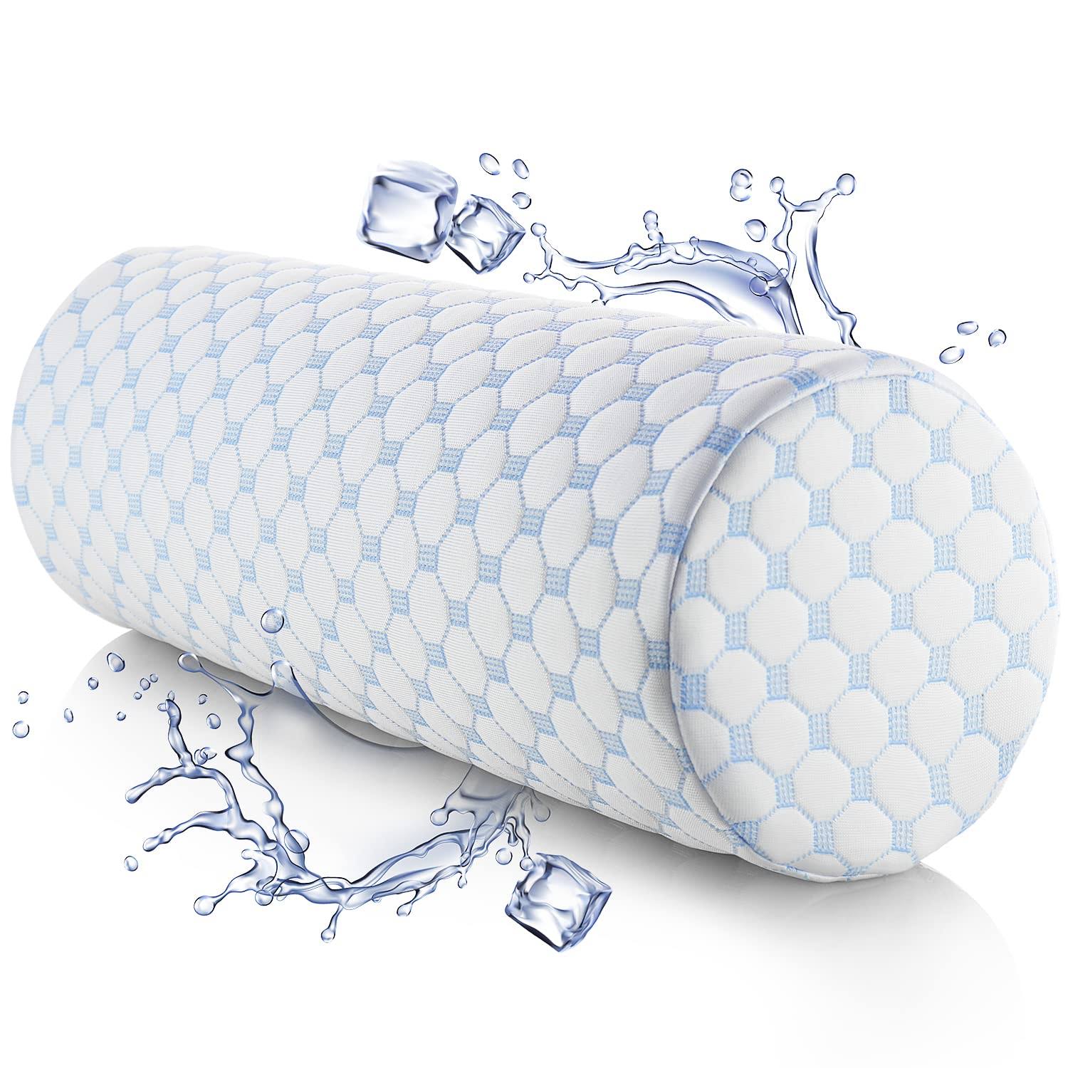 Nestl Memory Foam Cooling Neck Pillow for Pain Relief Sleeping - Cylinder Neck Roll Pillow with A Breathable Cooling Cover