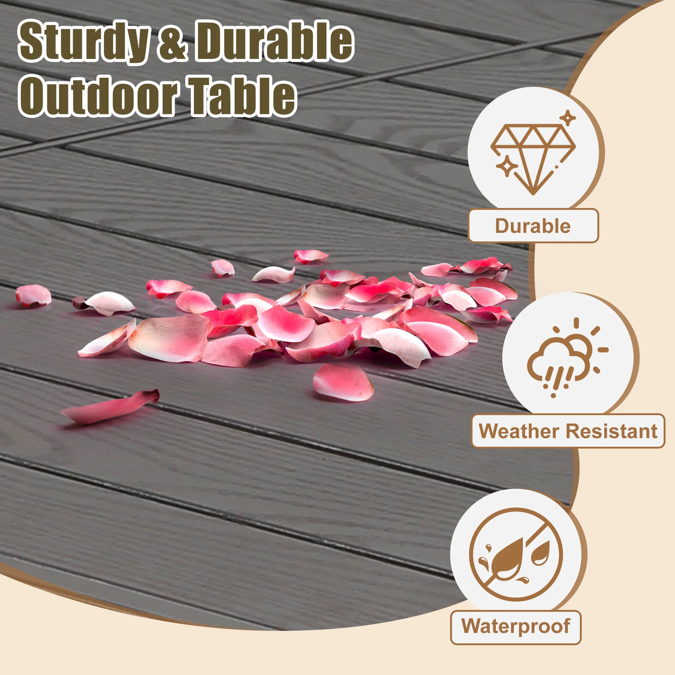 7 Piece Outdoor Dining Set, Patio Dining Table Set for 6 Persons, Garden Patio Textilene Dining Furniture Set with Plastic-Wood Tabletop, Dining Table Chairs Conversation Set for Deck Patio(Brown) - Image 8
