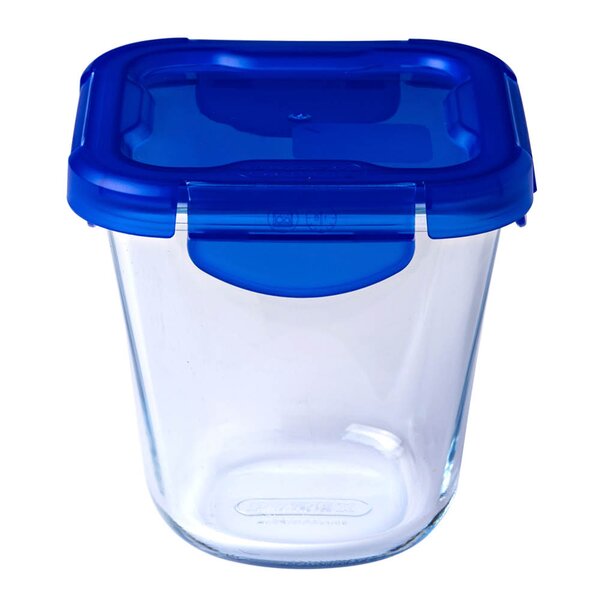 Cook & Go matboks 12x12 cm 0,8L klar/blå