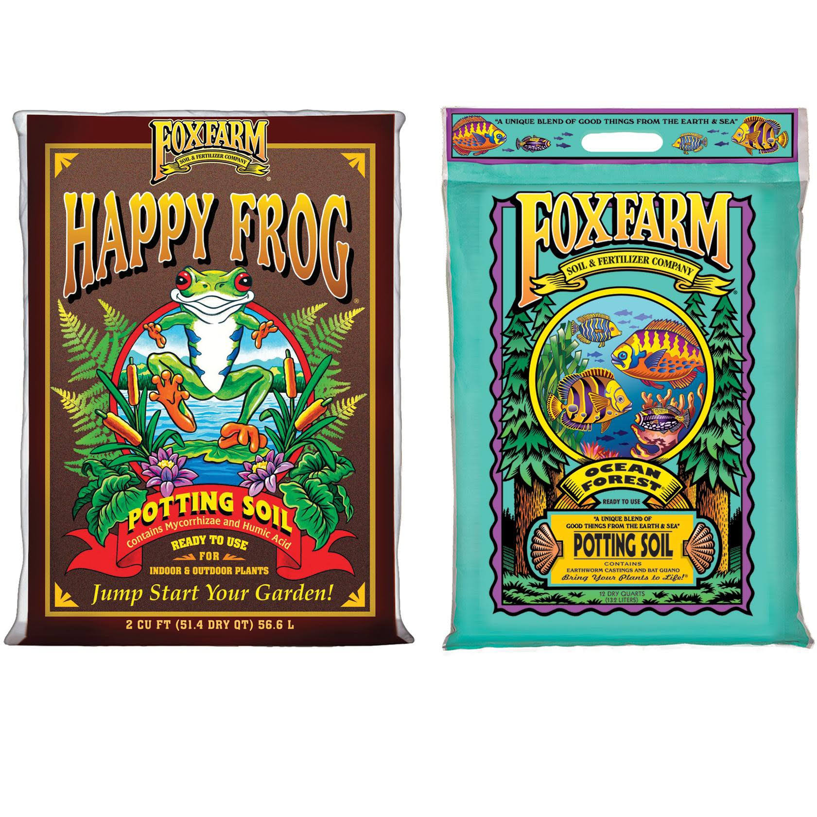 FoxFarm Happy Frog Garden Potting Soil Mix and Ocean Forest Potting Soil Mix