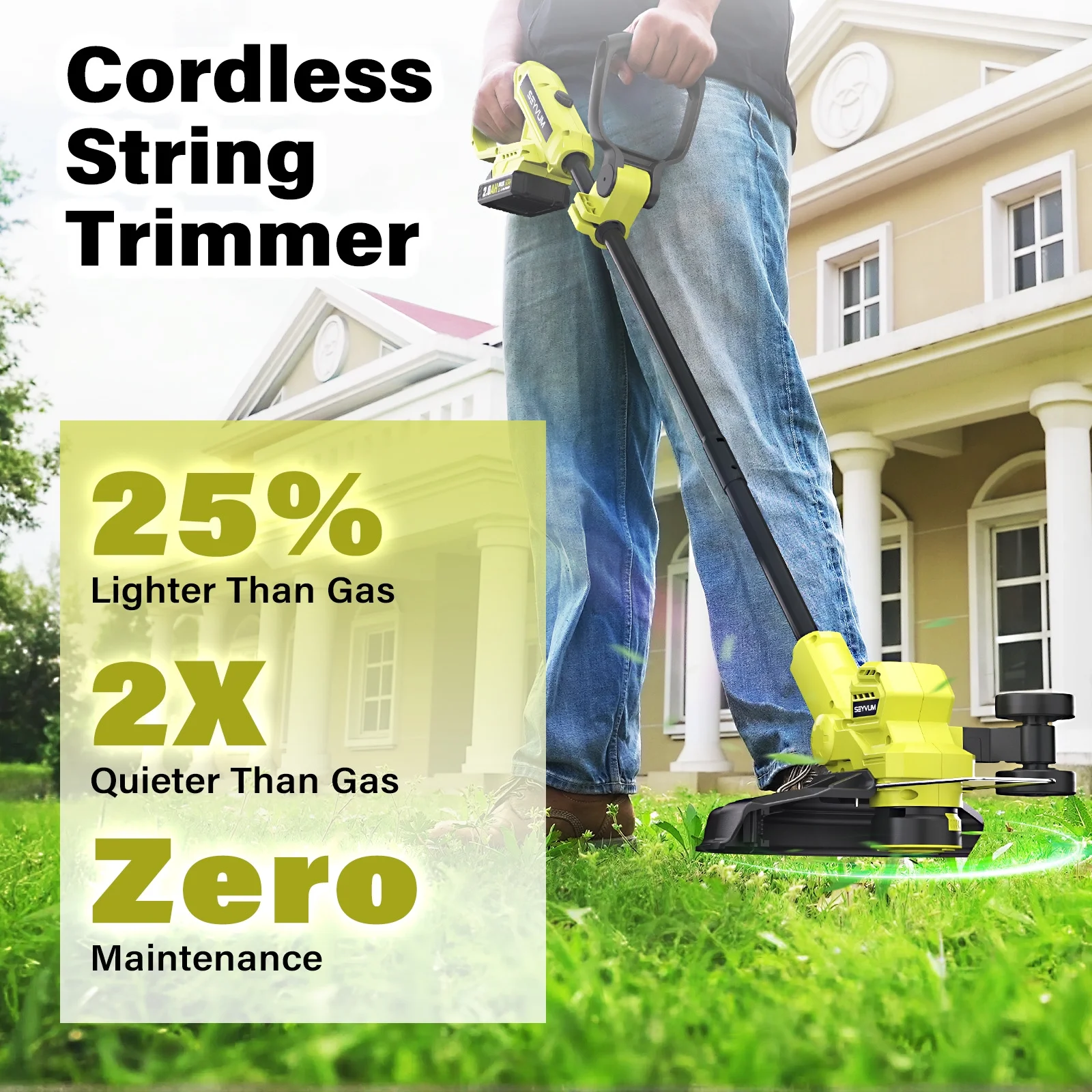 20V Cordless Lawn Care Combo Kit 12" String Trimmer Weed Trimmer with 6 Spool Lines, Electric Leaf Blower for Edging Cleanup, 4.0Ah Battery Charger(20 V) - Image 8