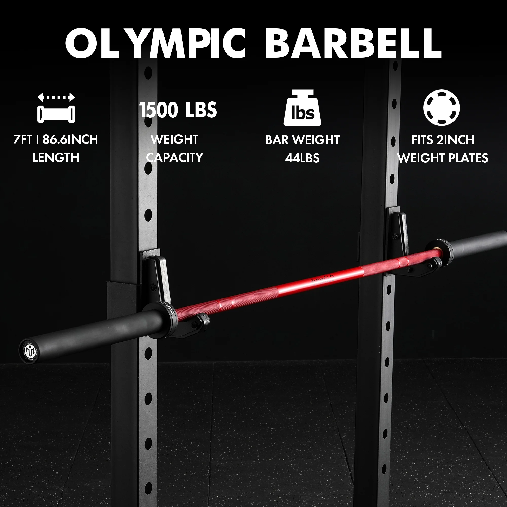 7ft Olympic Barbell, Barbell for Weightlifting and Powerlifting 45lb, Olympic Bar for 1500lbs Capacity, Weight Bar Fit 2�?Standard Weights(7Ft Barbell-Red) - Image 4