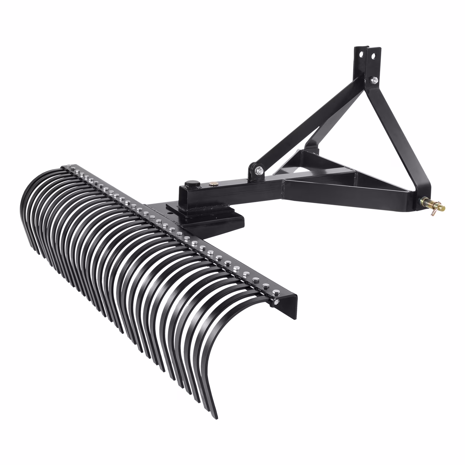 KFFKFF 3-Point Landscape Rake, 60 Pull-Behind Thatch Remover with 32 Steel Tines, Tractor-Compatible 3-Point Hitch Garden Rake with Attachments