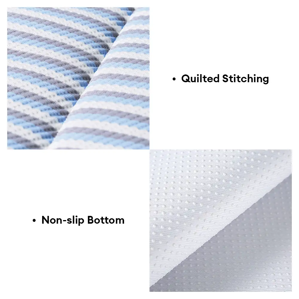 Refreshing Striped Cooling Ice Silk Non-Slip Dog Mat with Pillow
