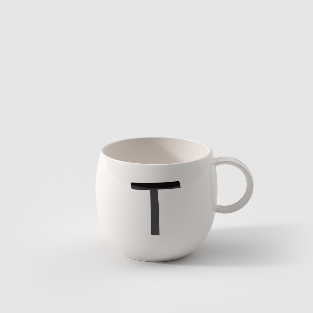 Letters Mug - White, 9.9 oz, Premium Porcelain