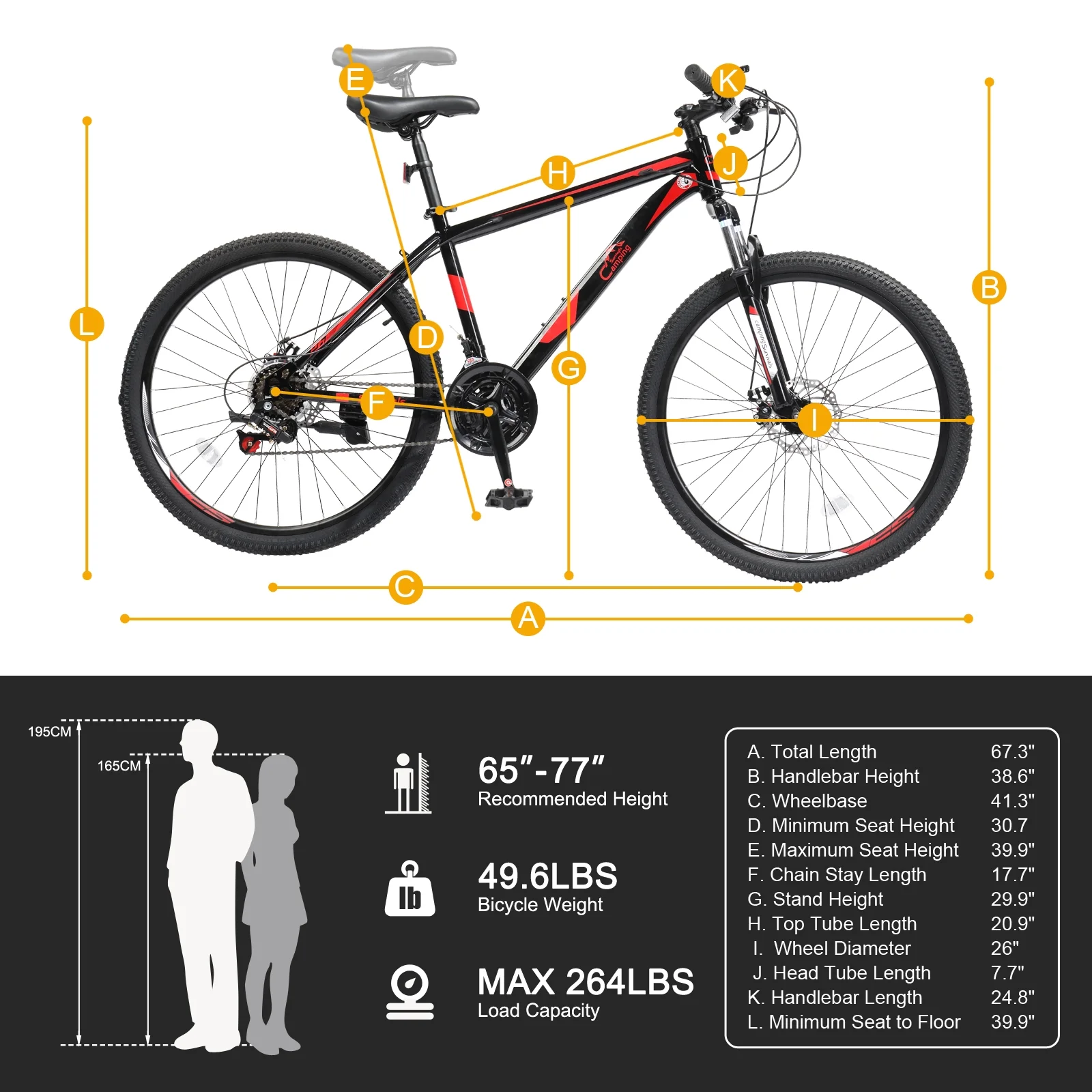 26" Lightweight Explorer Mountain Bike, 21-Speed for Men and Women Disc Brakes Suspension, Red/Black(RedBlack) - Image 2