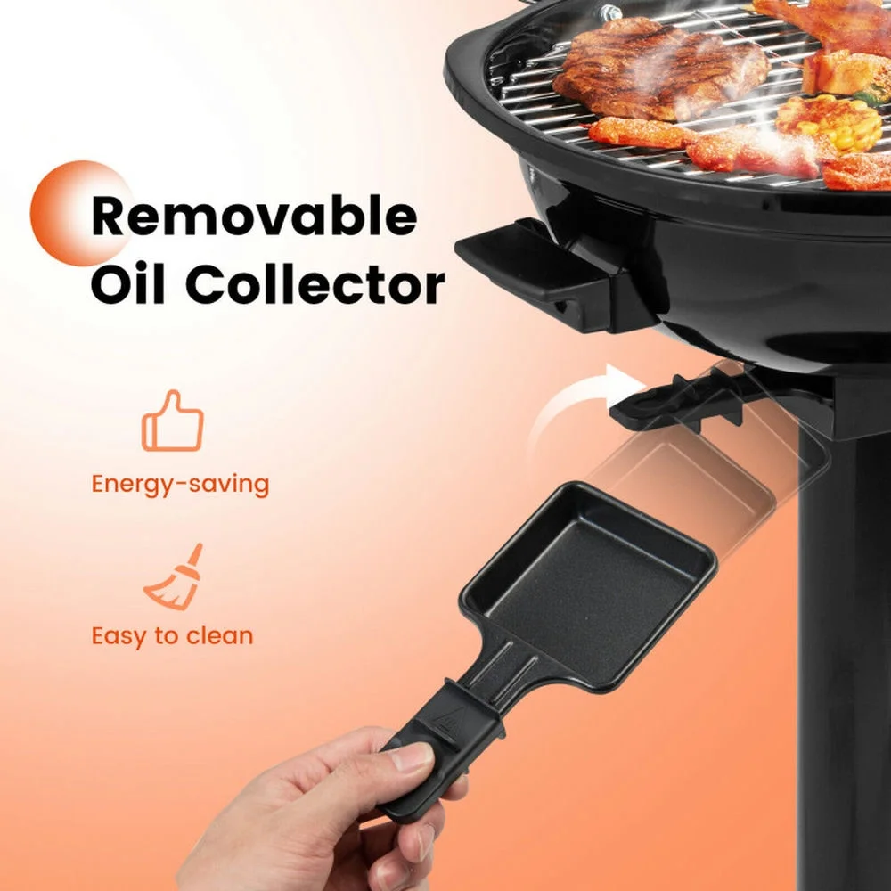 1600W Electric BBQ Grill with Removable Non-Stick Warming Rack, Cooking Space for Backyard, Patio and Parties(Black) - Image 10
