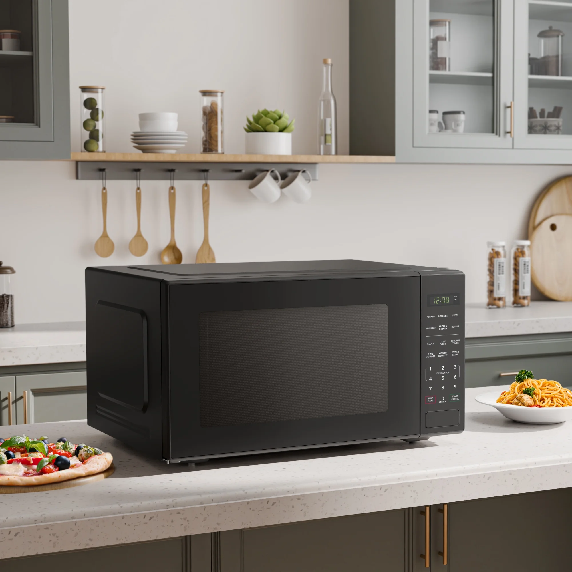 2.2 cu ft Countertop Microwave Oven, Black, New - Image 5