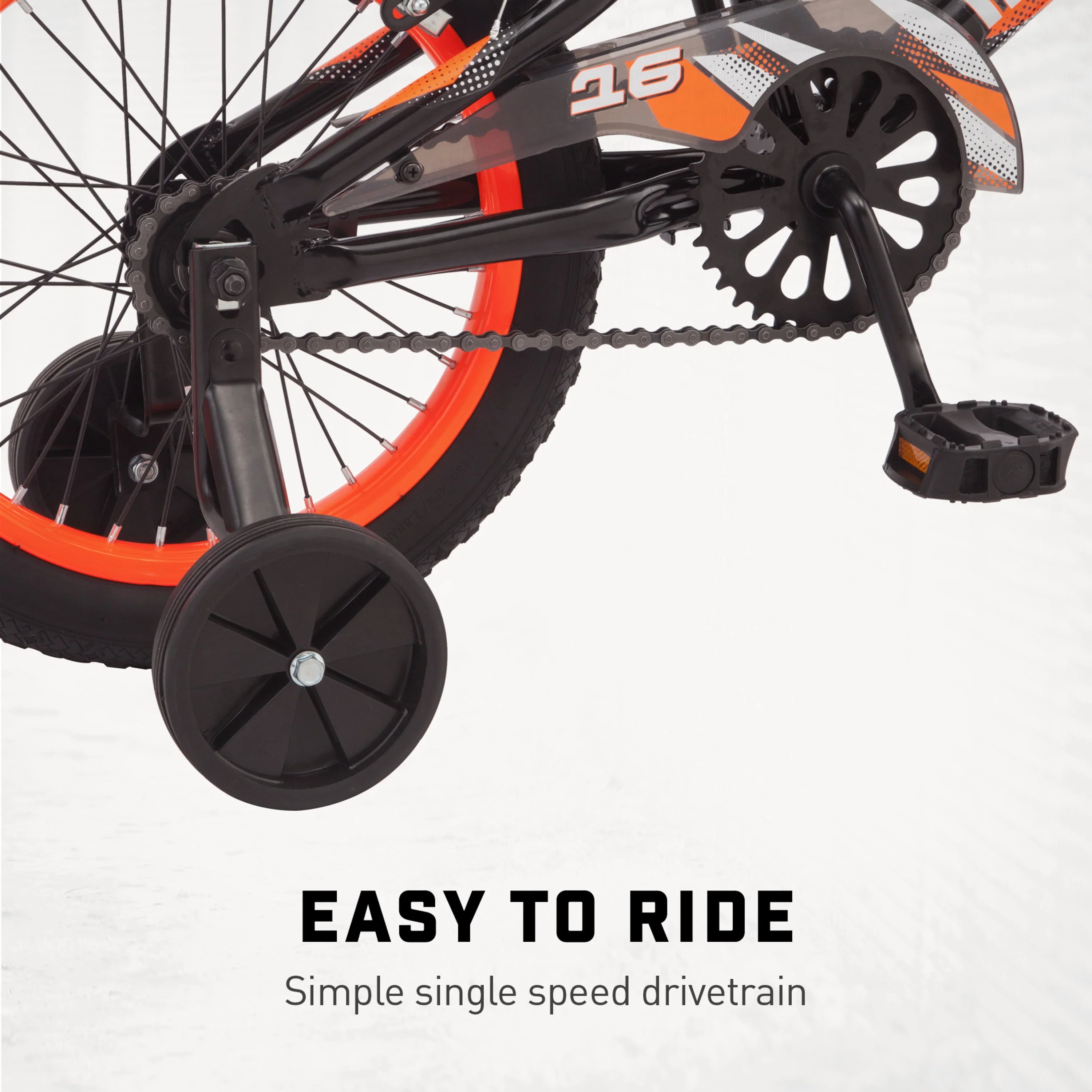 16" Mutant Kid's BMX Bike, Ages 3-5, Black Orange - Image 5