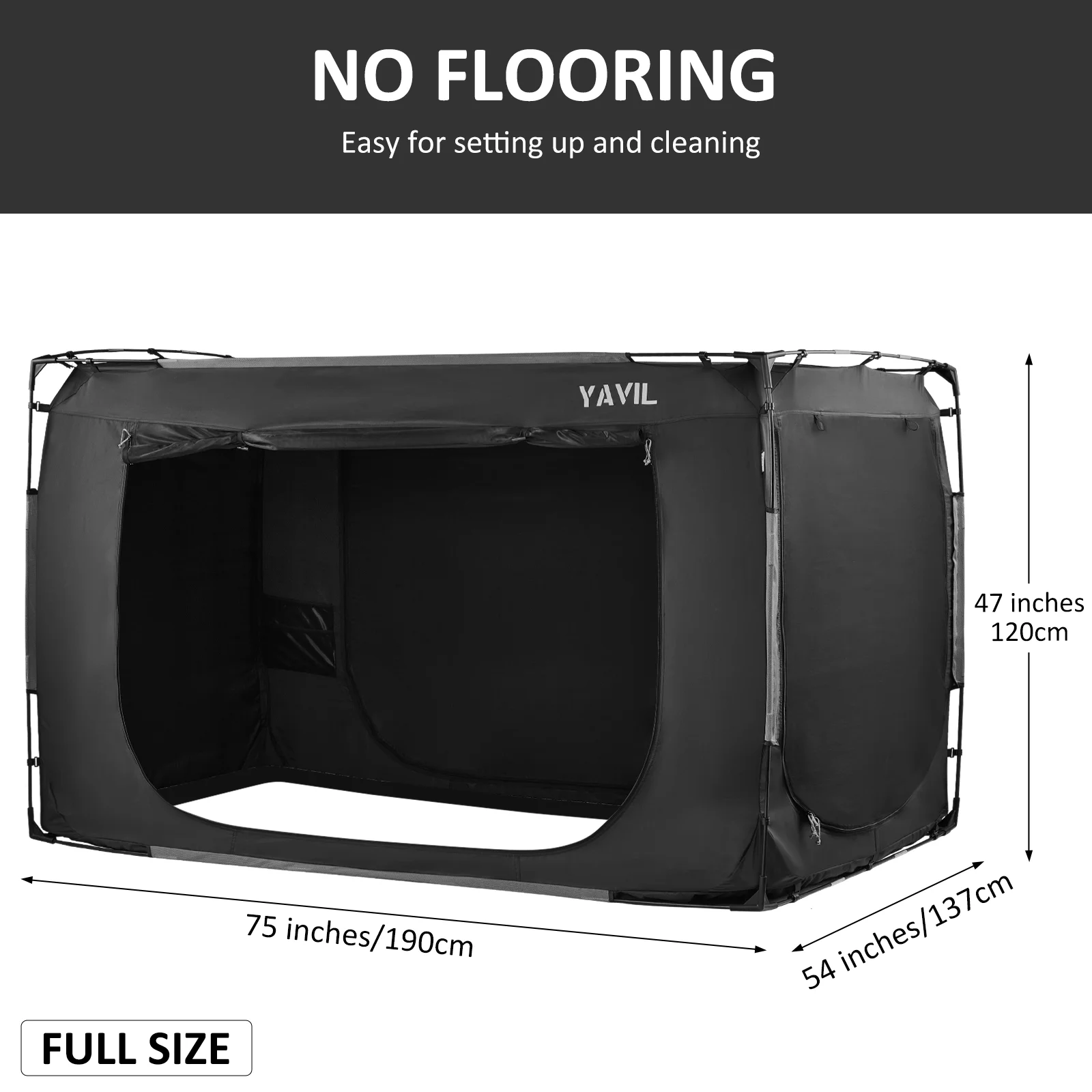 Bed Tent Full Size Portable Pop up Privacy Sleeping 3 Doors Bed Tent Net 75 x 54 x 47in 10lb(Full) Image 4