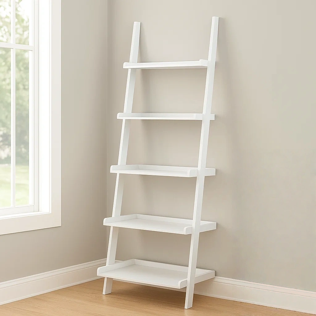 Opbevaringshylde, hvid, tr, egnet til stue eller kontor, 64x40x185cm