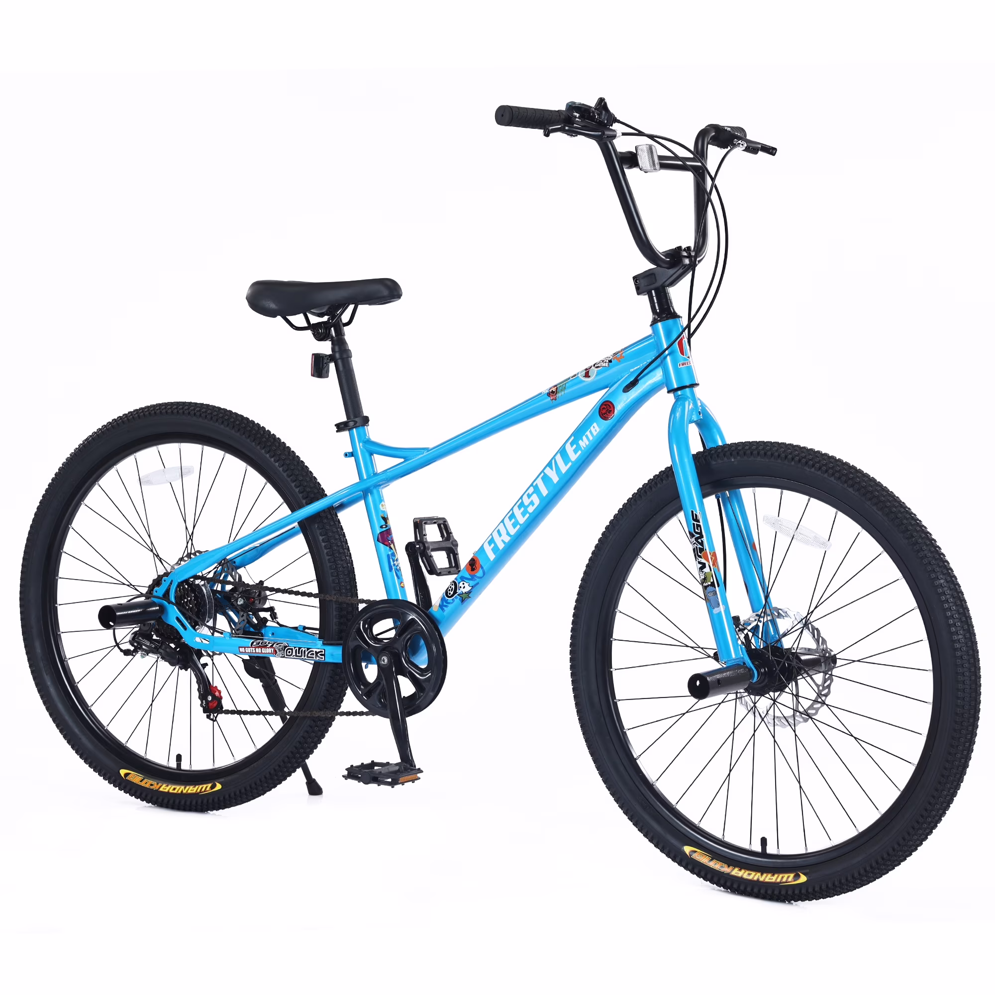 Aukfa 26 Freestyle BMX Bikes,Kids Mountain Bike for Boys Girls,Shimano 7 Speed,Double Disc Brakes,Blue